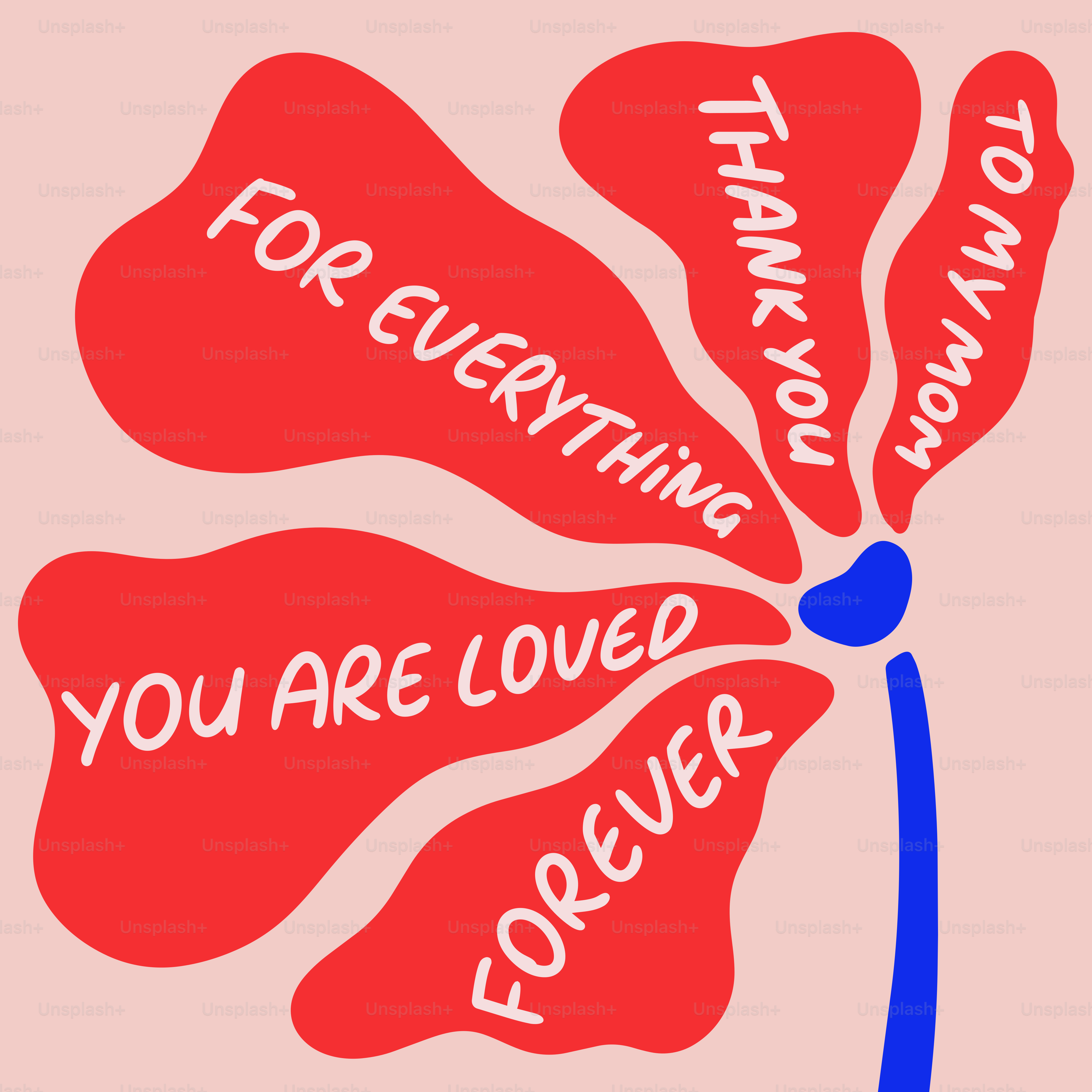 Rote Blume mit Botschaften für Mama