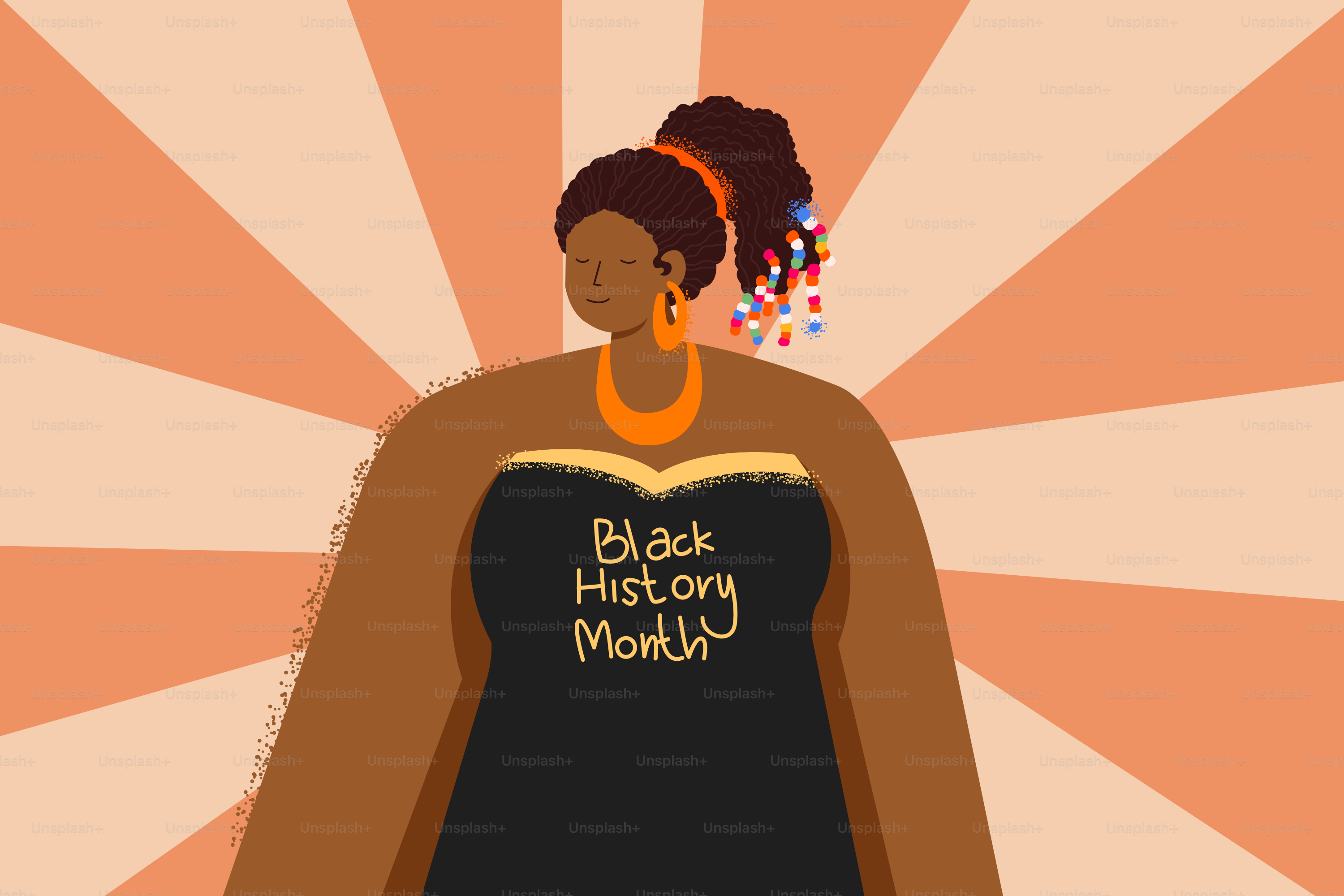 La mujer celebra el mes de la historia negra con el pelo colorido.