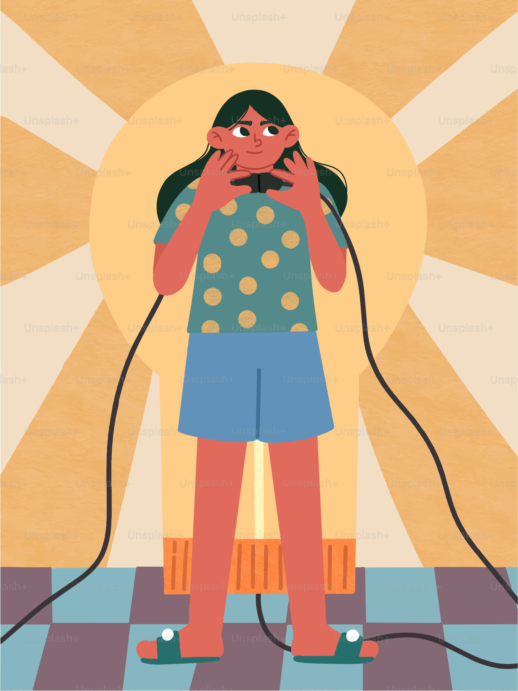 大きな電球の前に立つ人物。