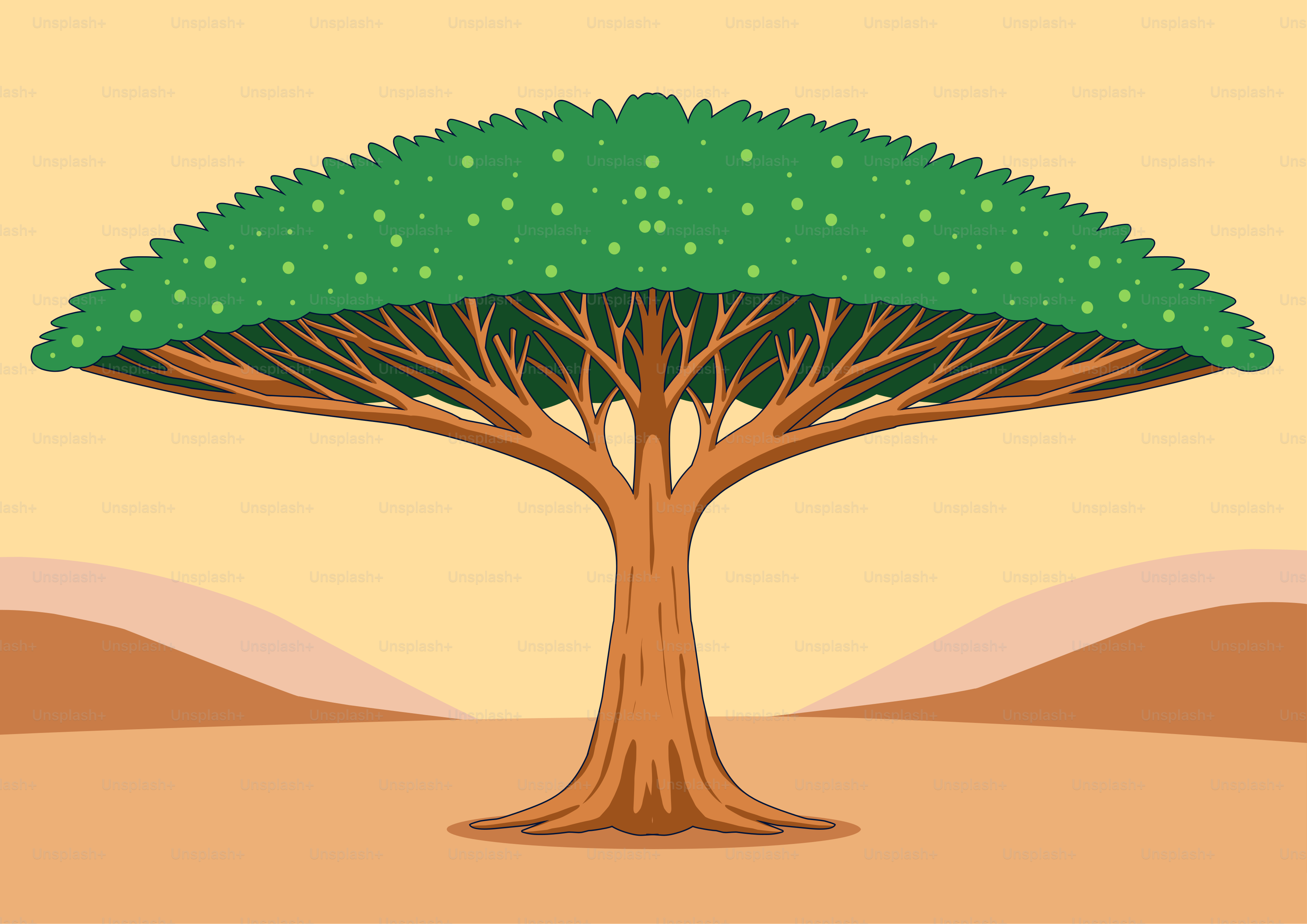 Un dragon stylisé dans un paysage désertique