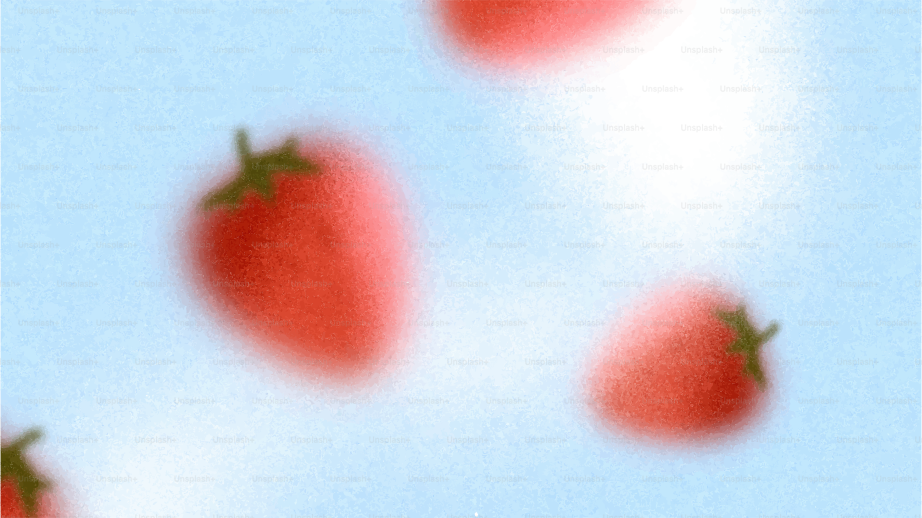 Plusieurs fraises flottant sur un fond bleu