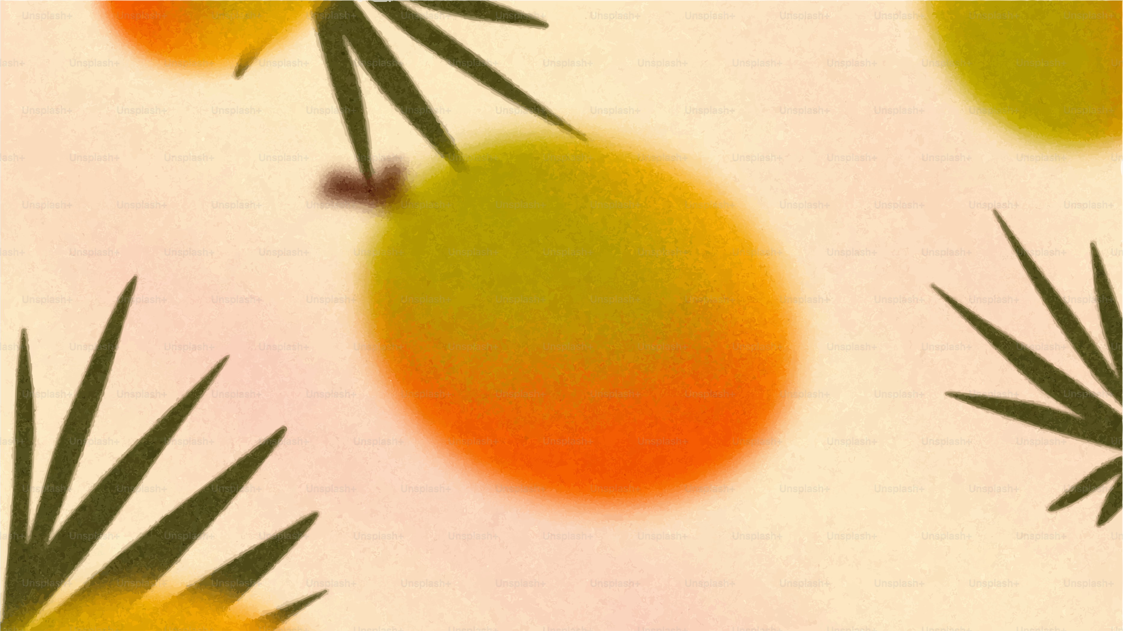 Close-up of a mango with green leaves