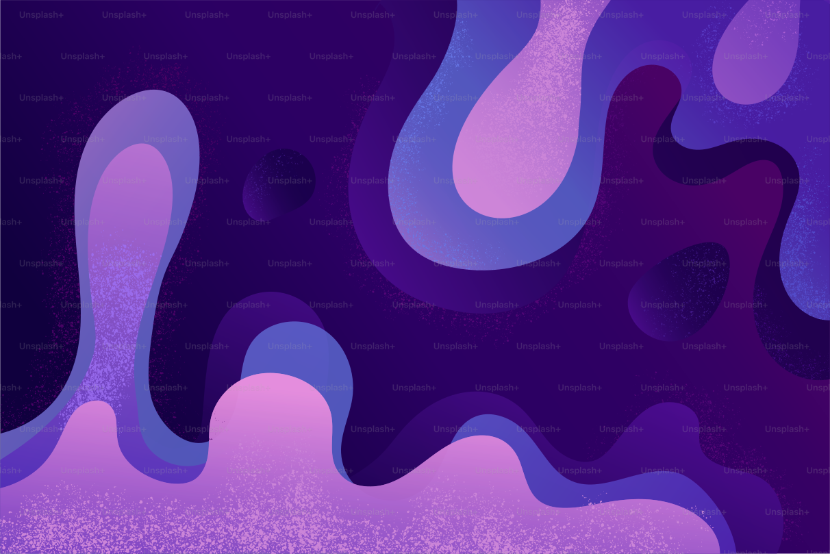 Des formes abstraites et fluides dans des tons de violet et de rose.
