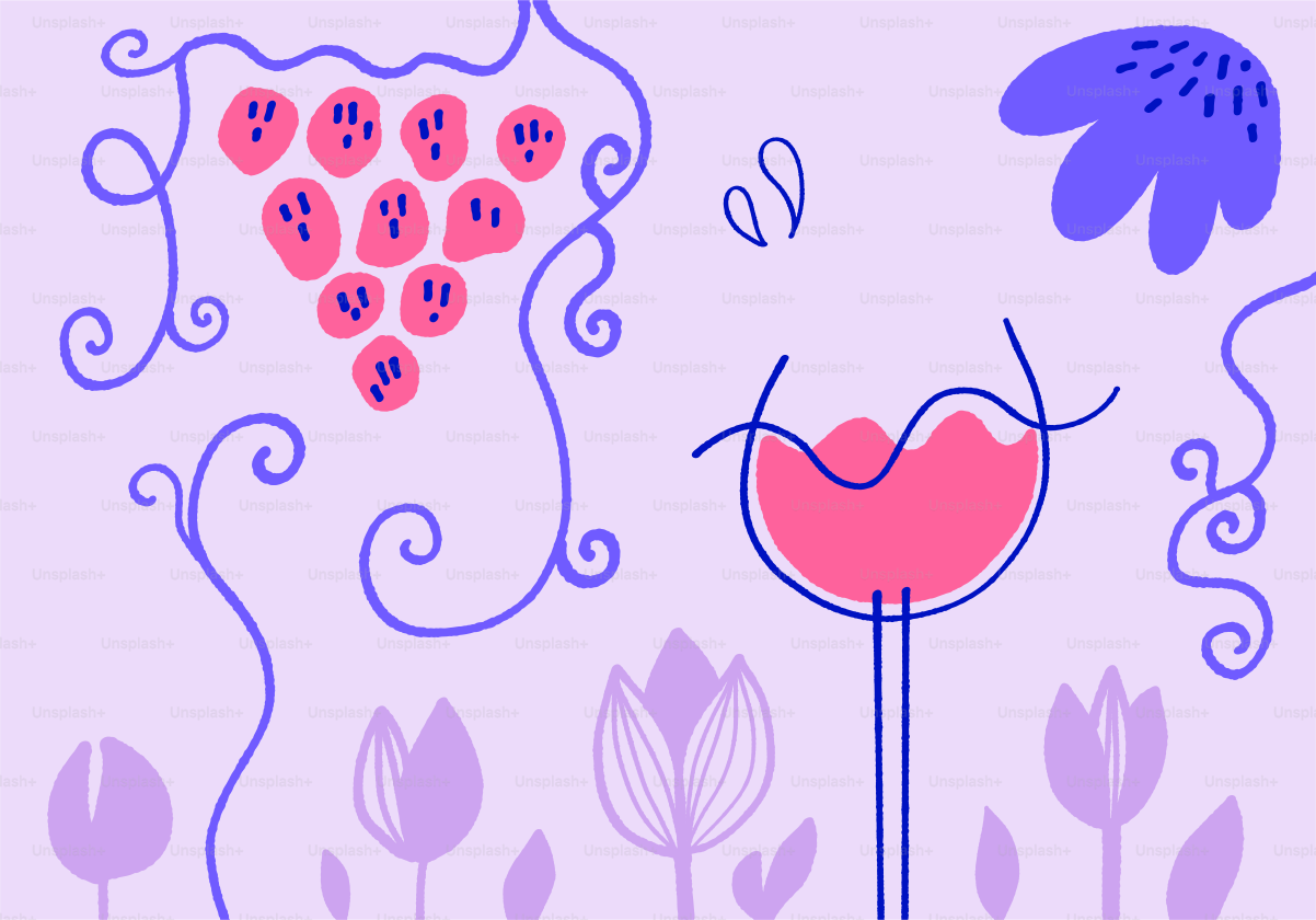 포도나무와 와인잔, 튤립