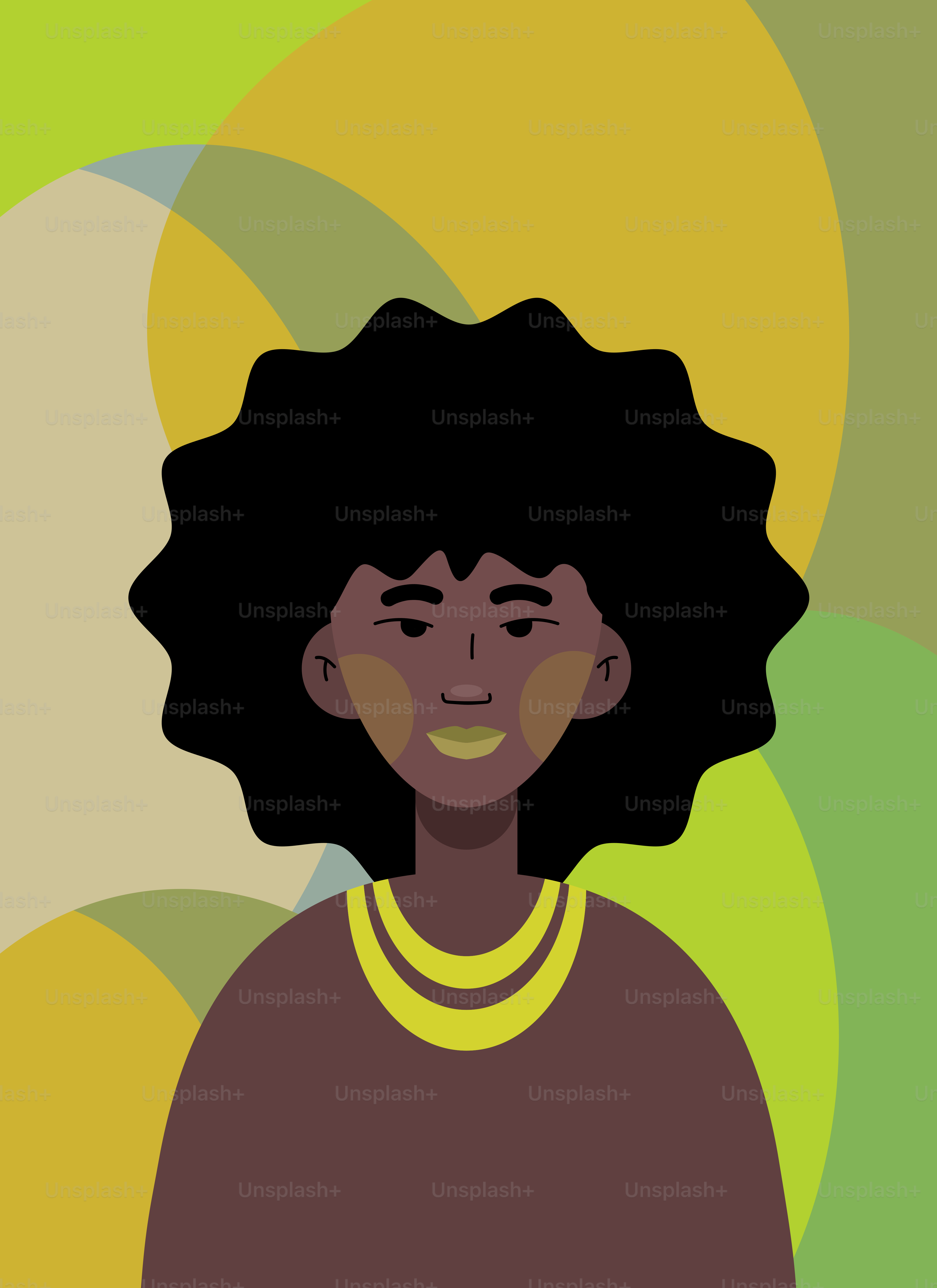 A stylized portrait of a person with an afro