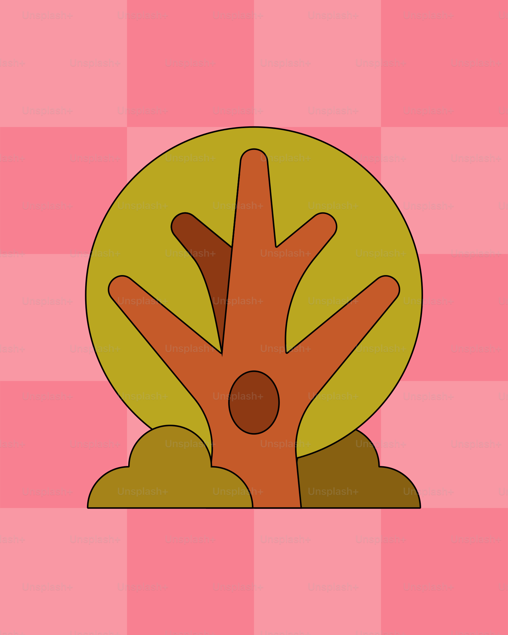 Albero stilizzato con foglie verdi e tronco marrone.