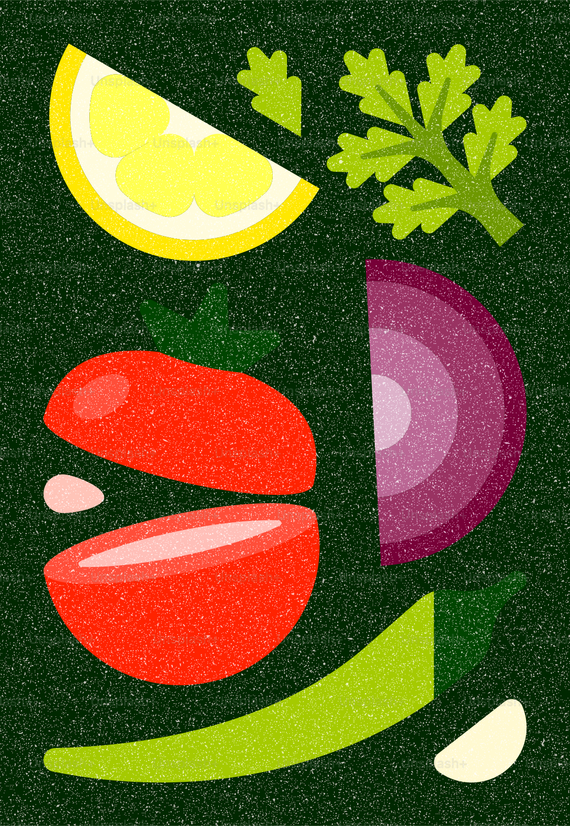 Ingredienti freschi per salsa su sfondo scuro