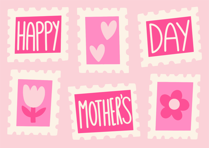 Happy mother's day stamps with floral designs