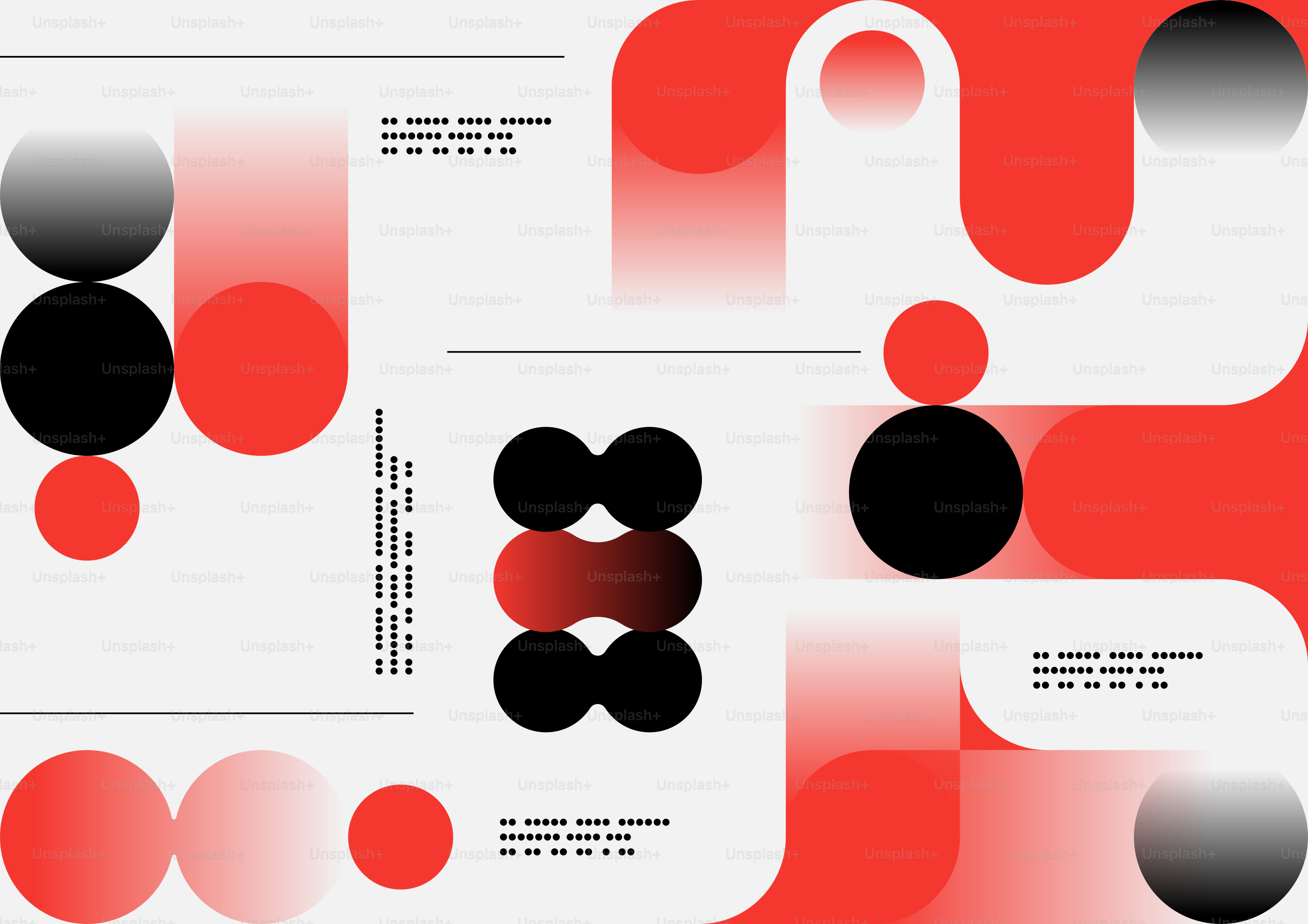 Abstract red and black geometric shapes on white background