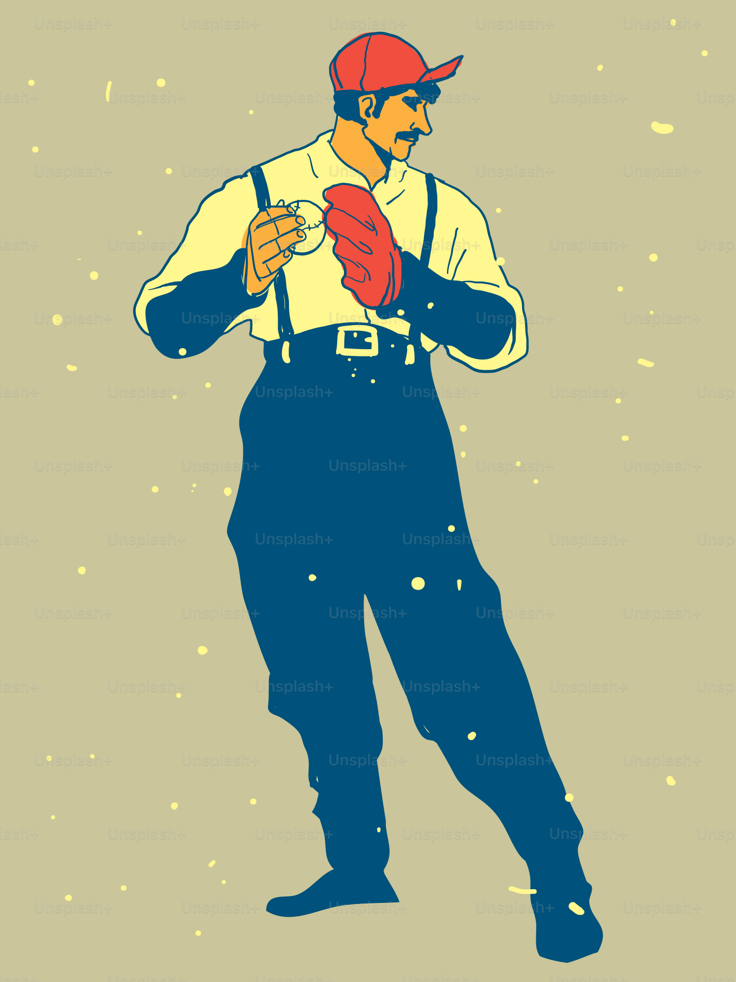 Jugador de béisbol vintage con uniforme sosteniendo guante