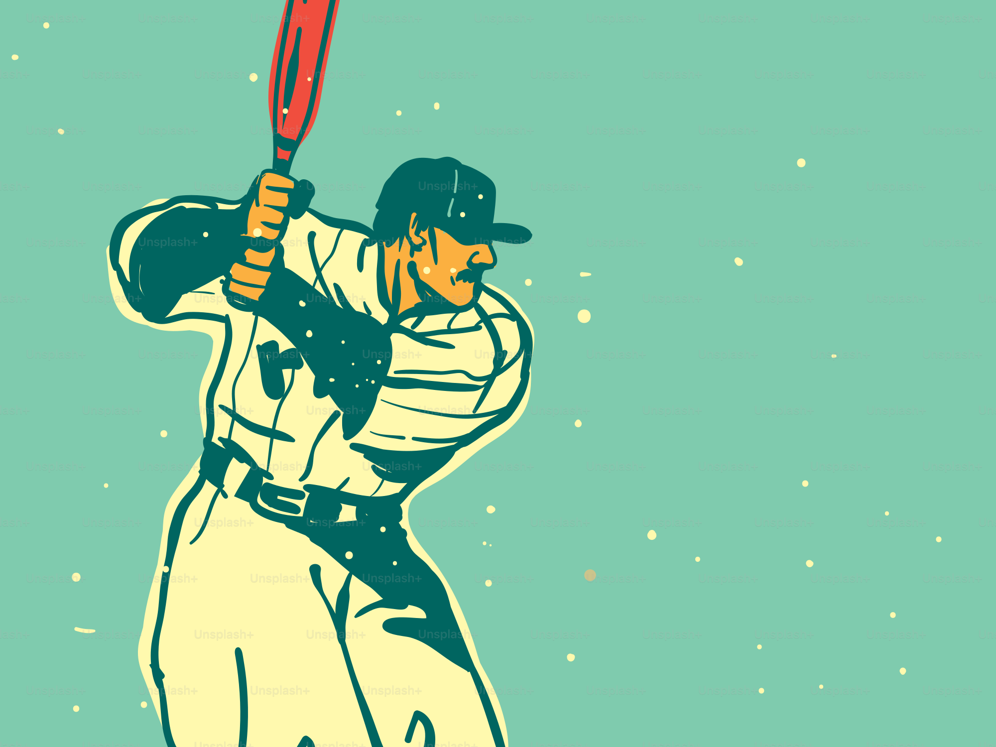 Jugador de béisbol batea contra un fondo azul verdoso