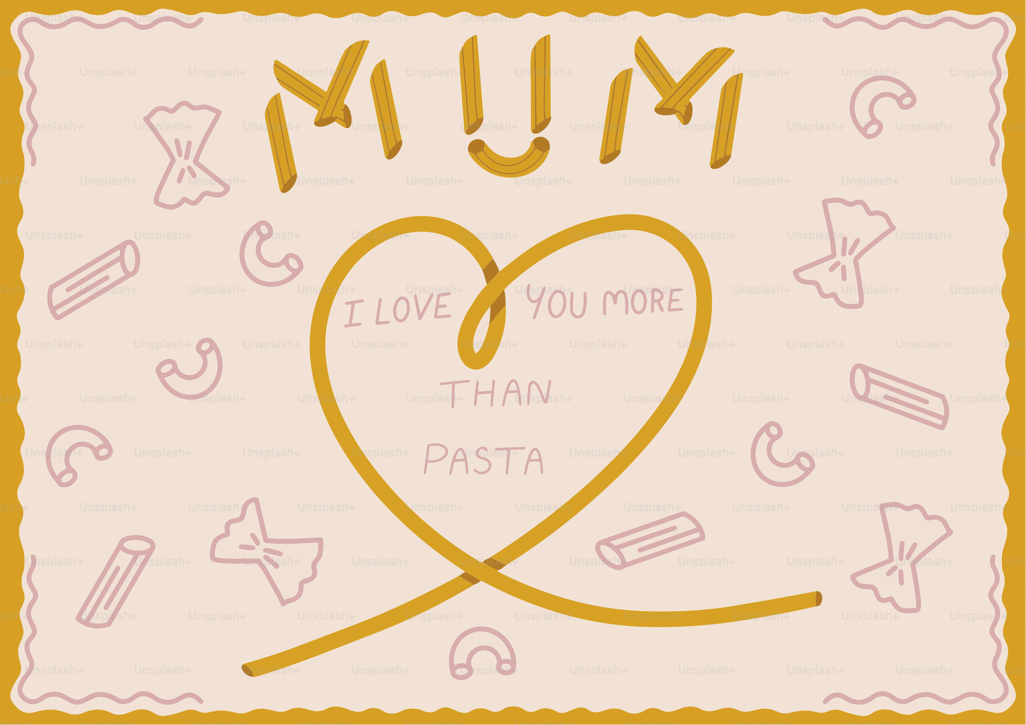 Mum, i love you more than pasta heart design
