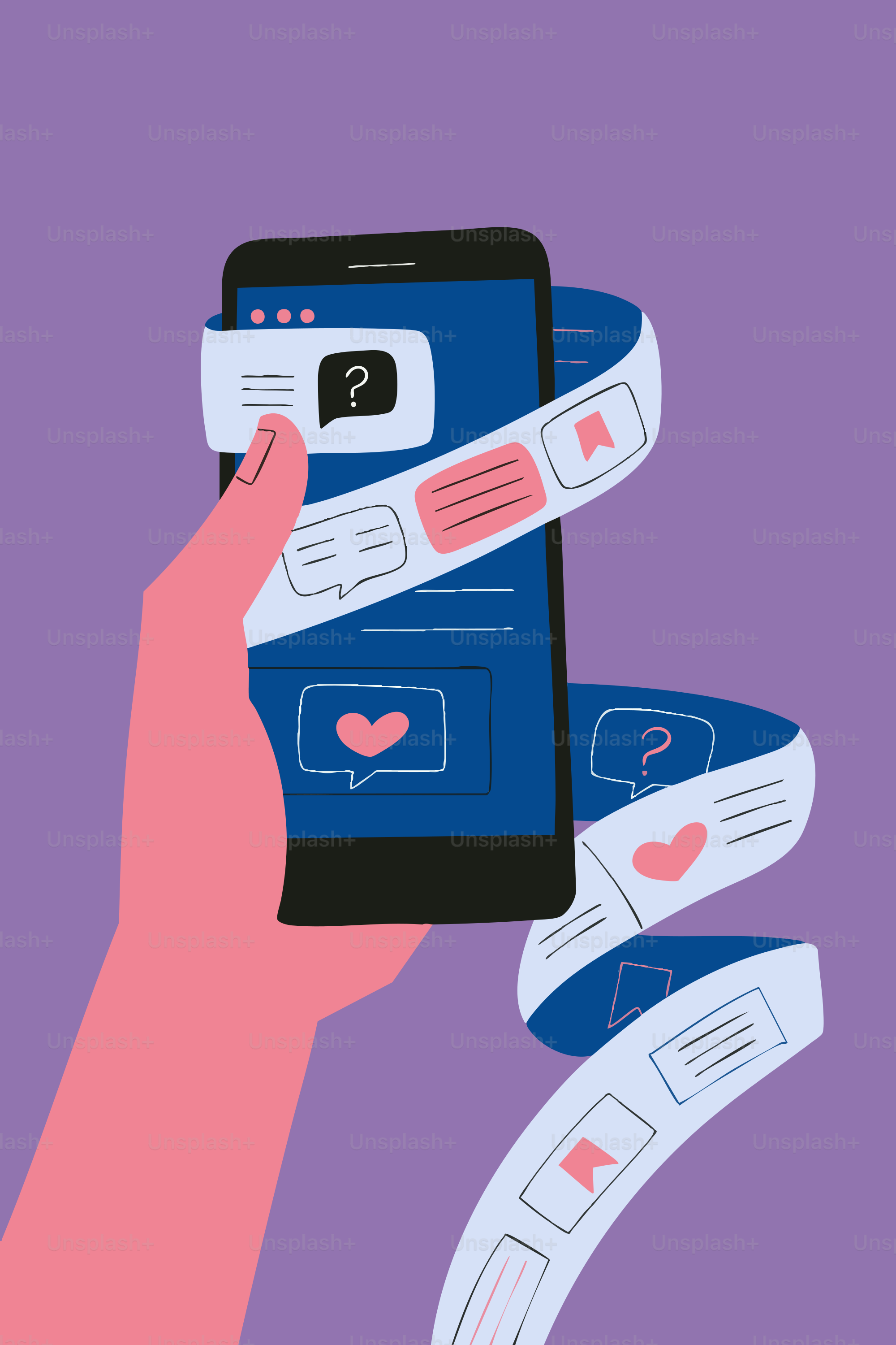 Hand holding phone with scrolling social media feed