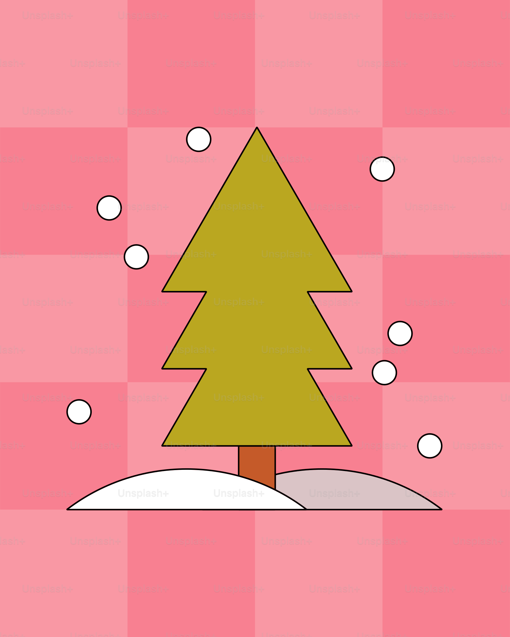 Ein stilisierter Weihnachtsbaum mit fallendem Schnee