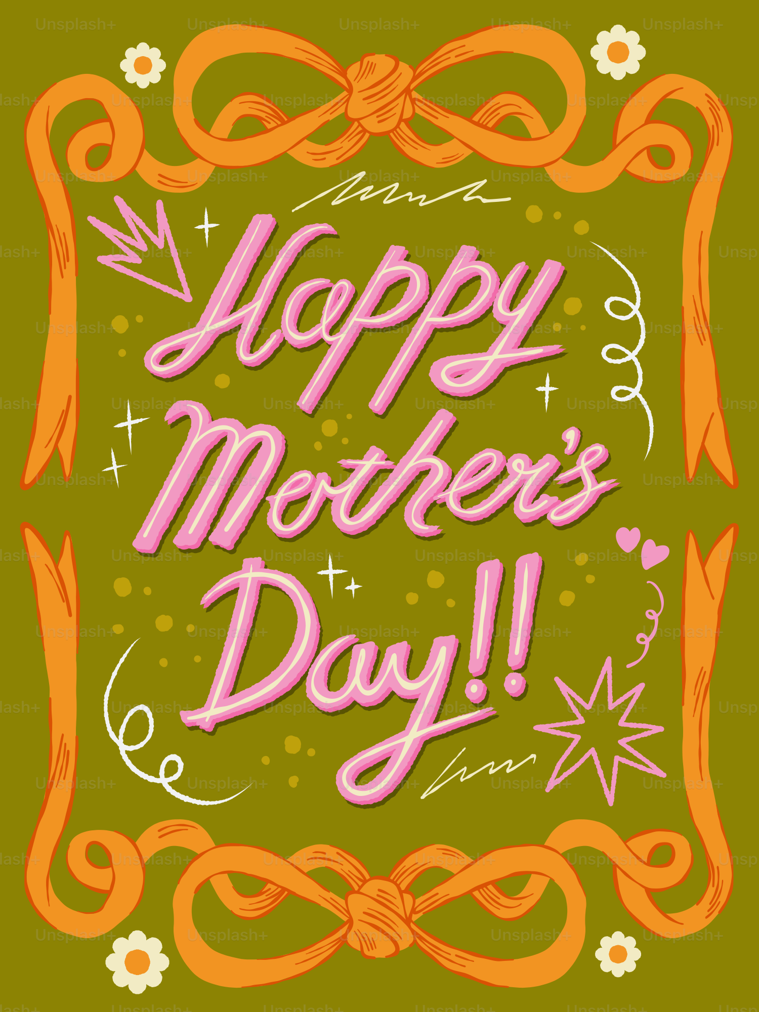 Bonne fête des mères avec bordure florale