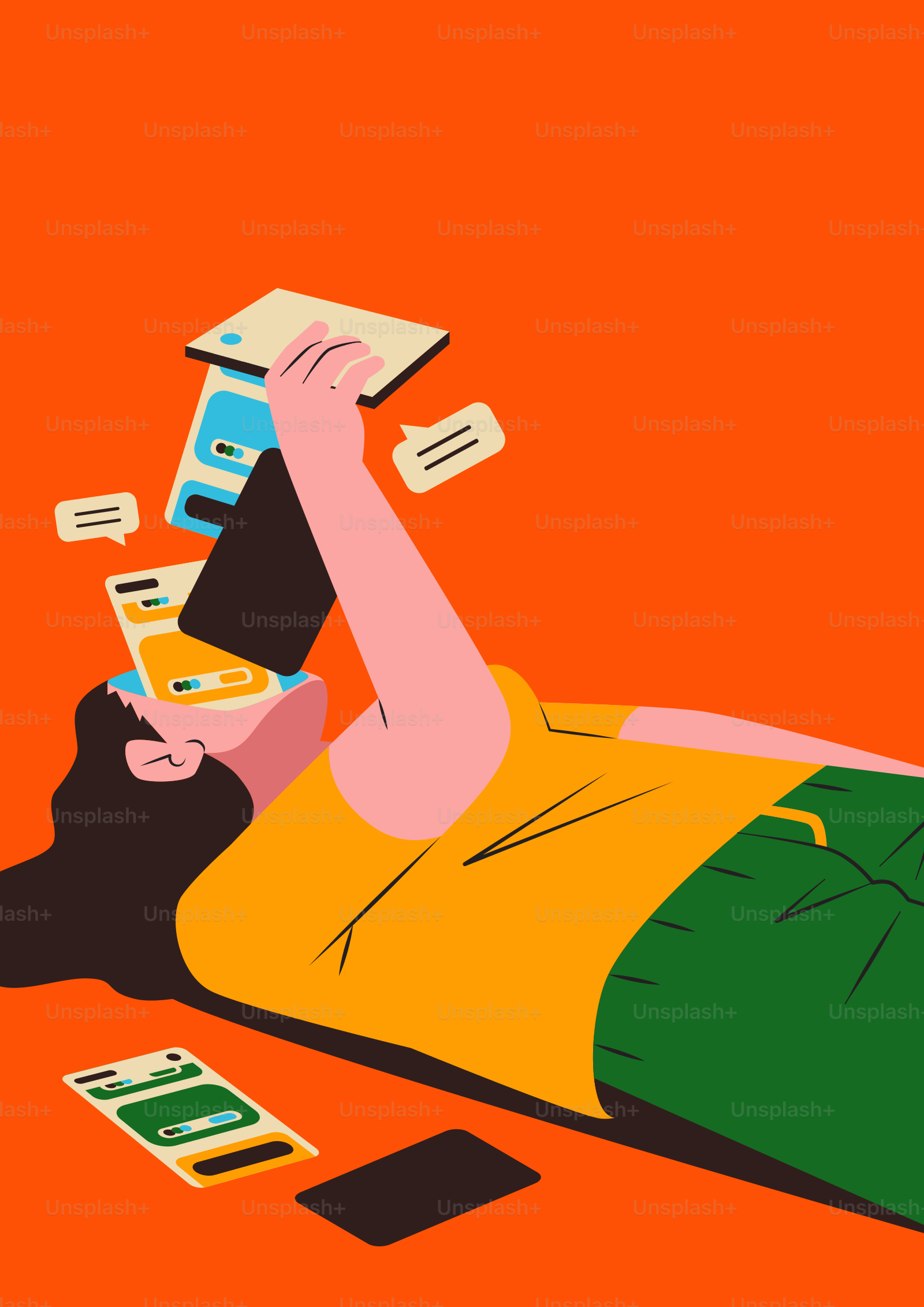 Person overwhelmed by smartphone notifications and messages.