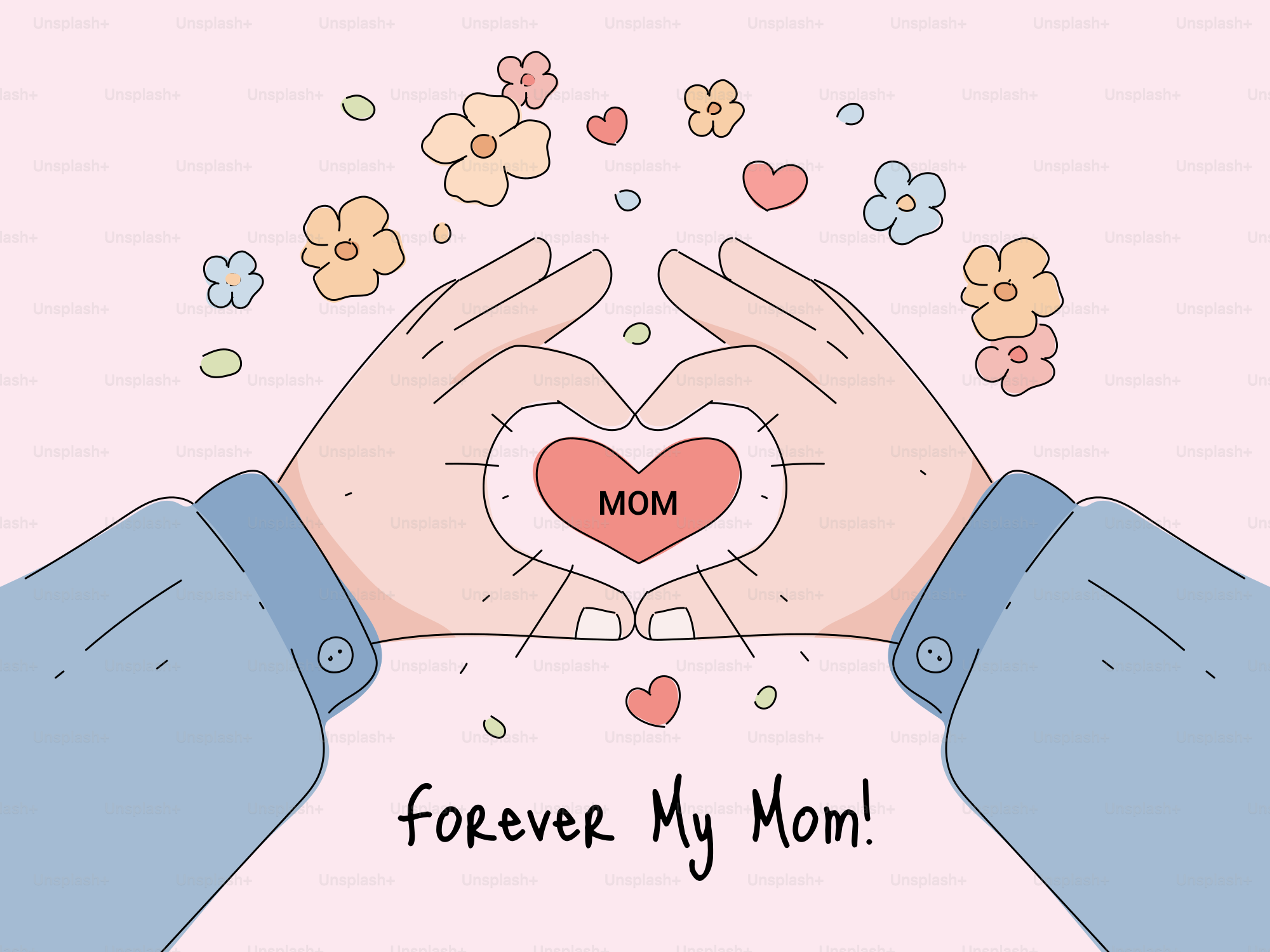 Mani che formano un cuore con "mamma" dentro.