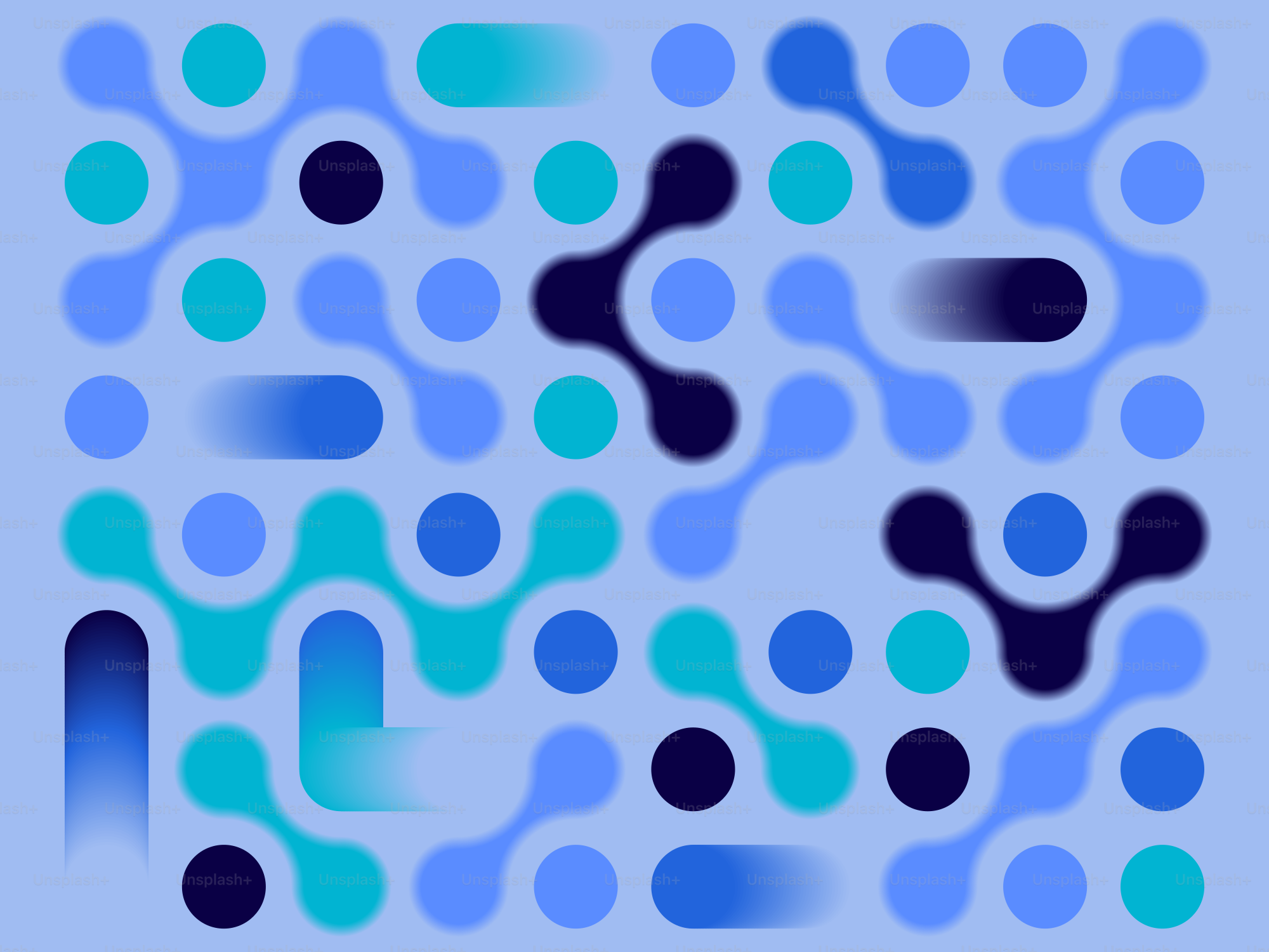 Motif abstrait de formes interconnectées bleu et sarcelle