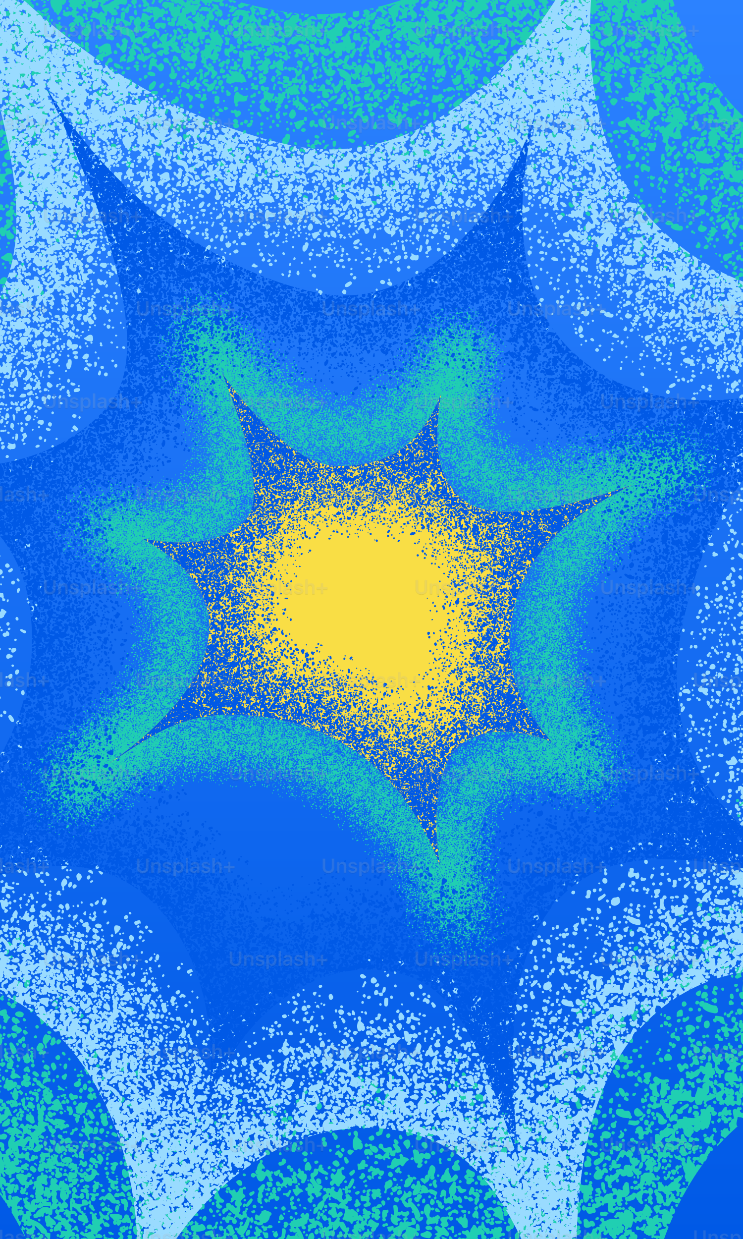 Padrão abstrato de estrela azul e amarelo