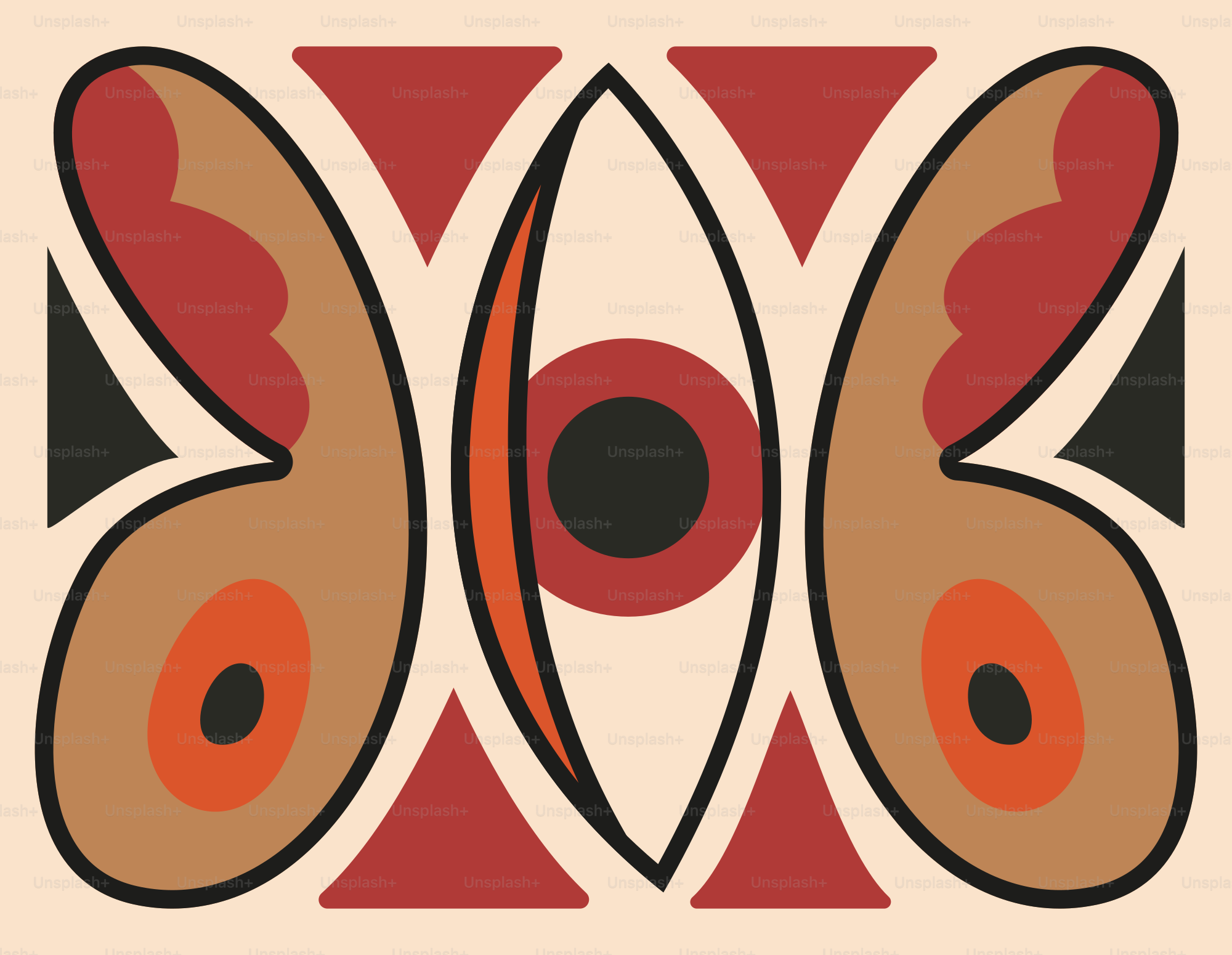 Abstract symmetrical design with butterfly-like shapes