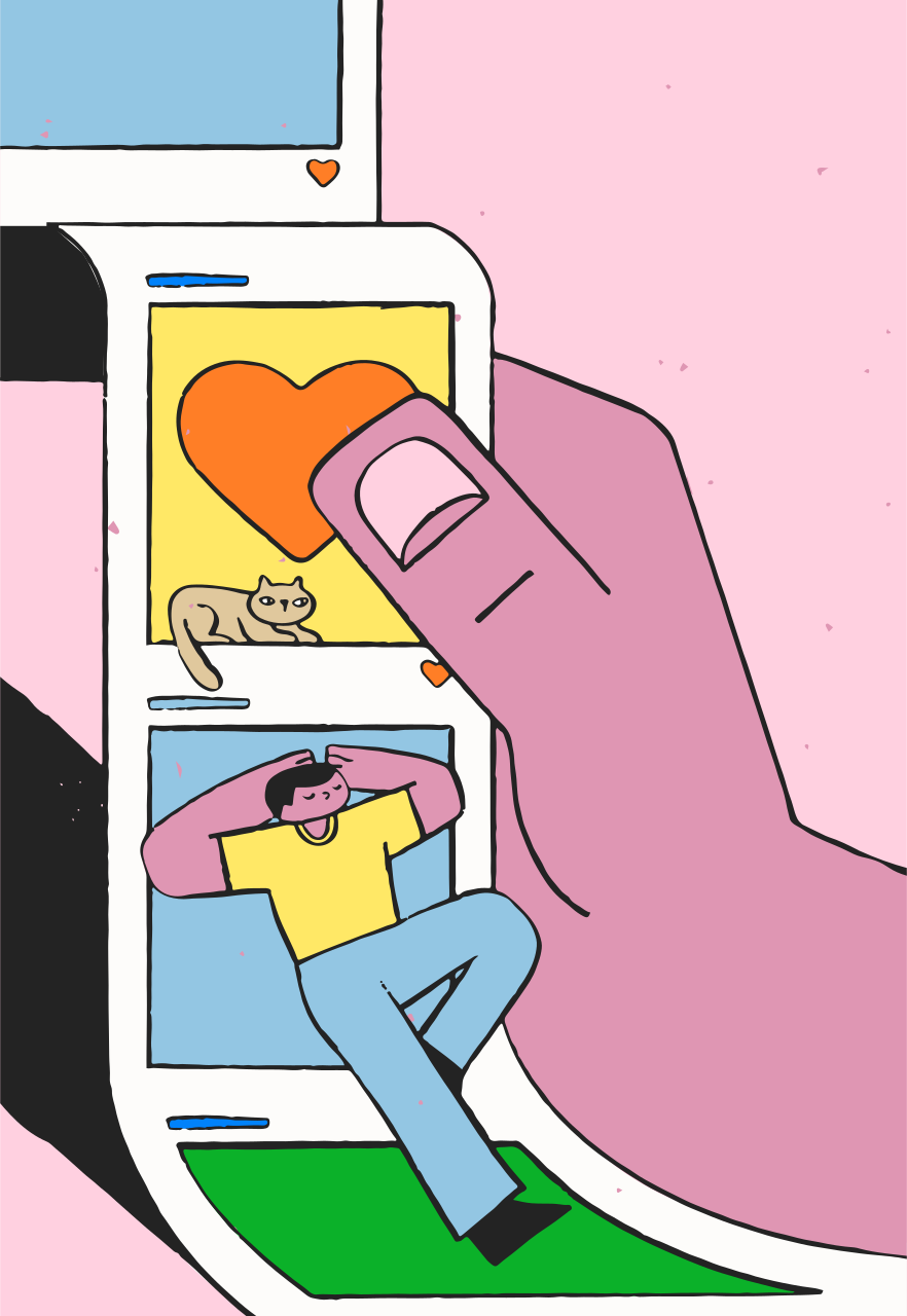 Persona che scorre i social media sul telefono