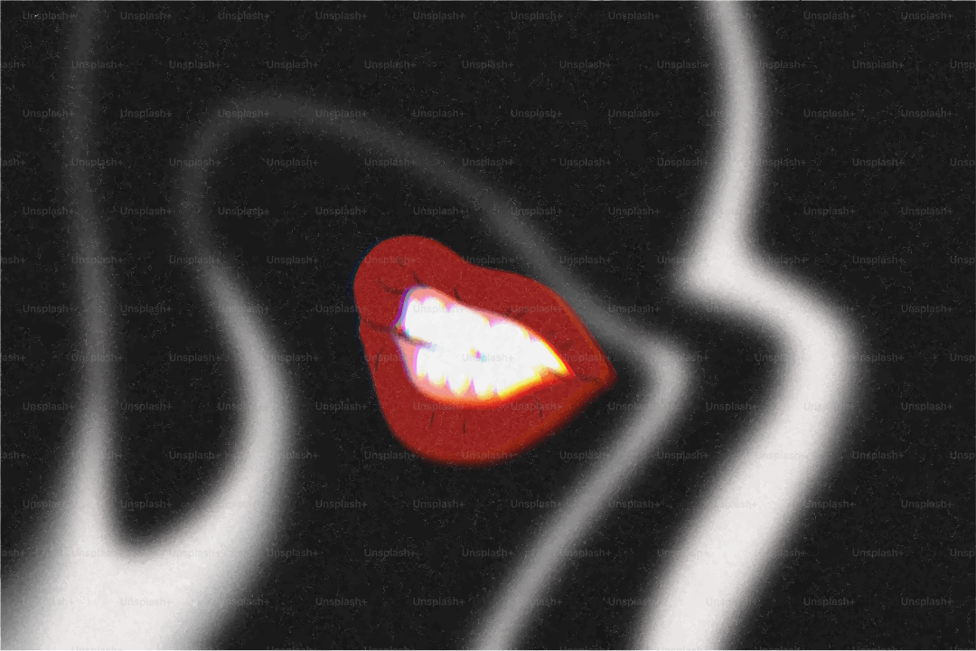 Uma forma vermelha brilhante com centro branco sobre fundo preto