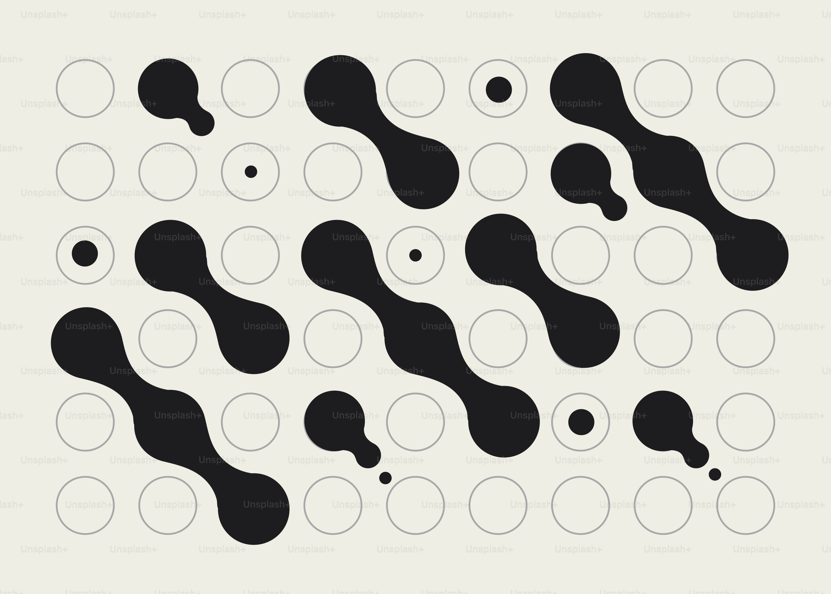 Padrão abstrato de manchas e círculos pretos sobre creme