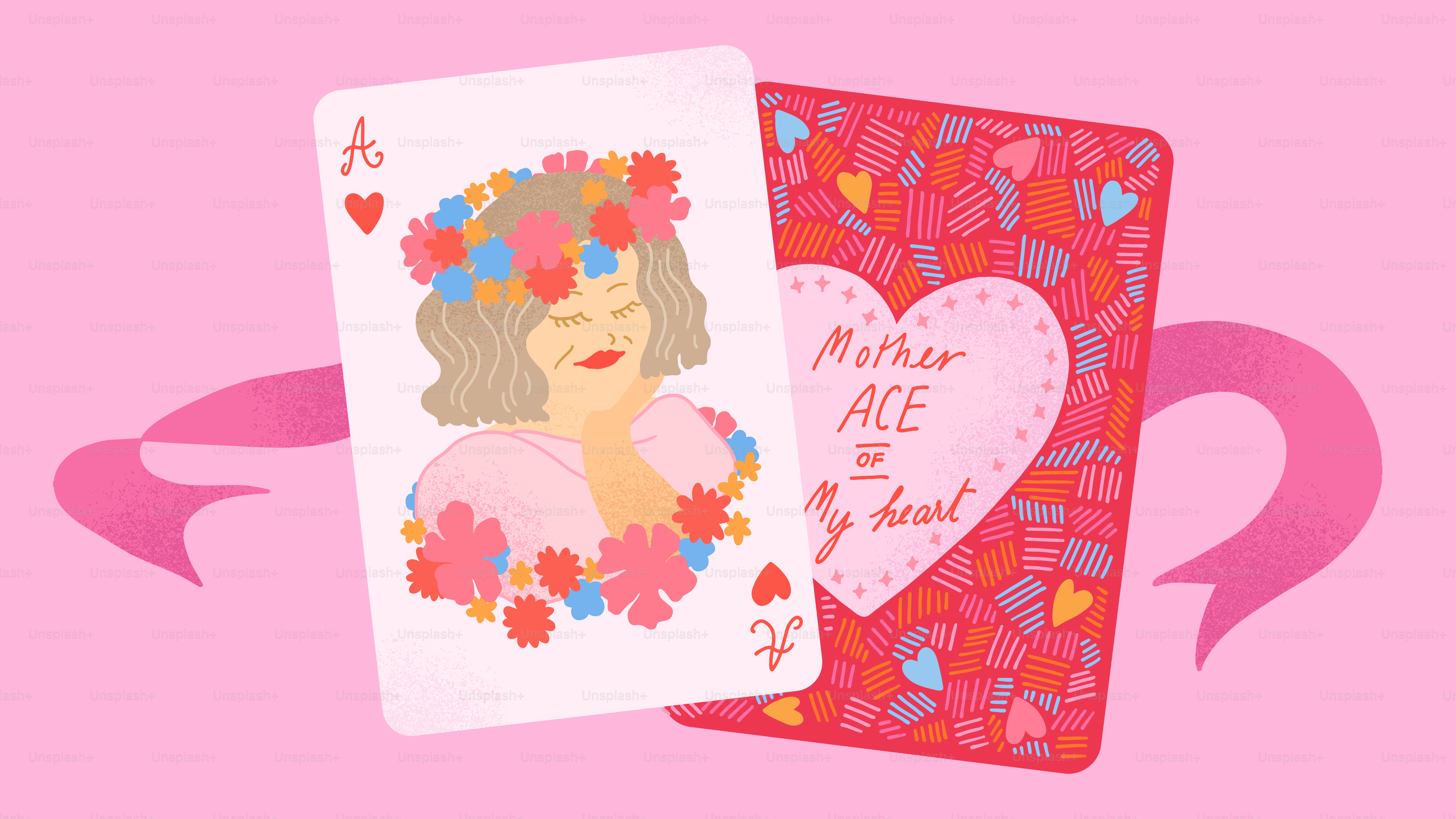 As de cœur avec une carte florale