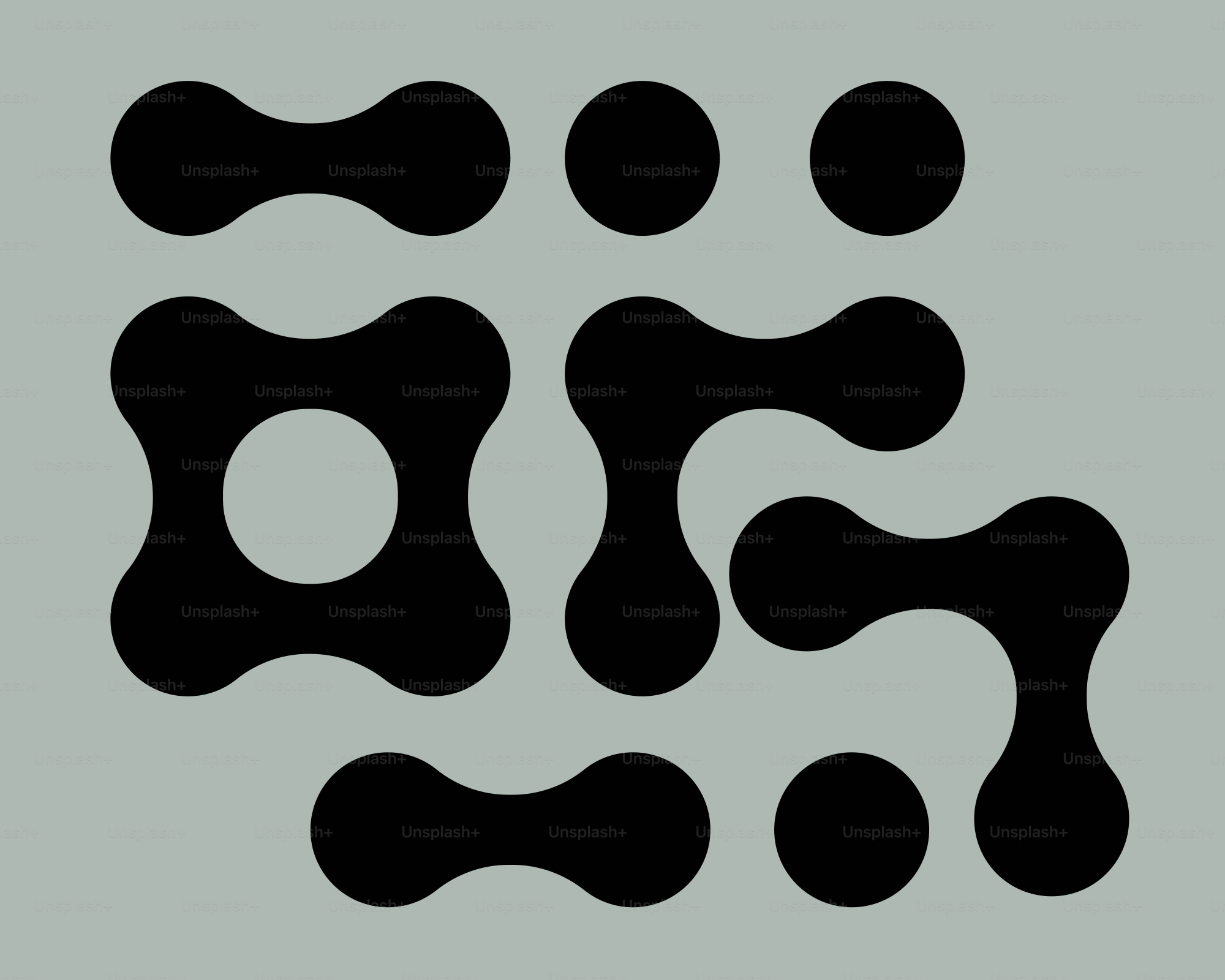 Abstract black shapes on a grey background