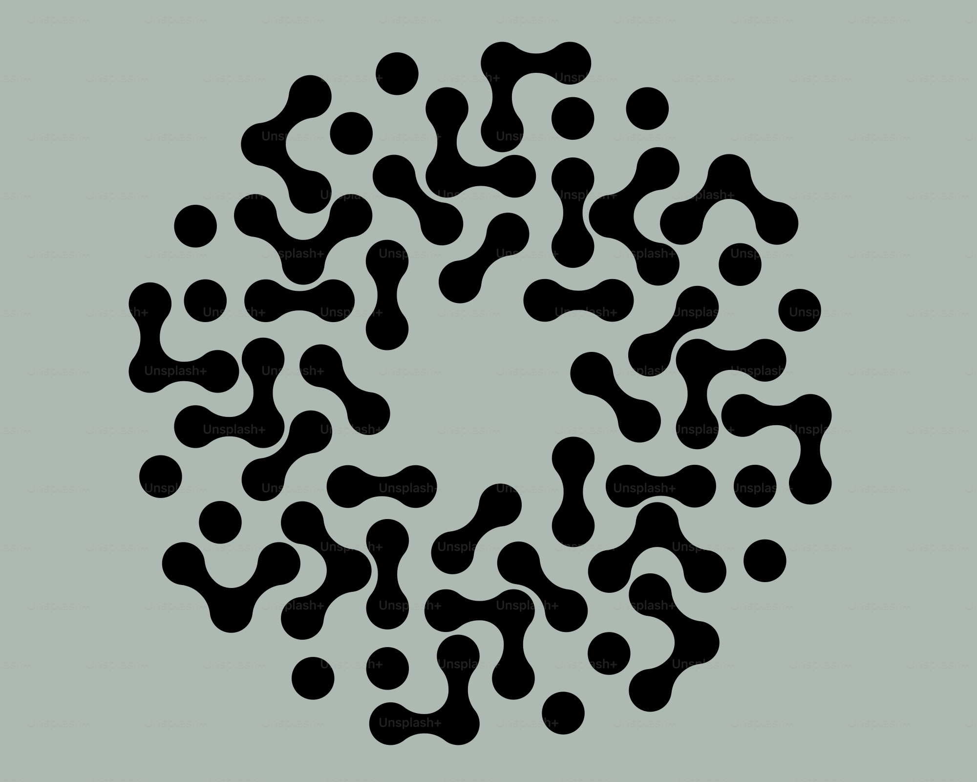 Motif circulaire noir abstrait sur fond gris