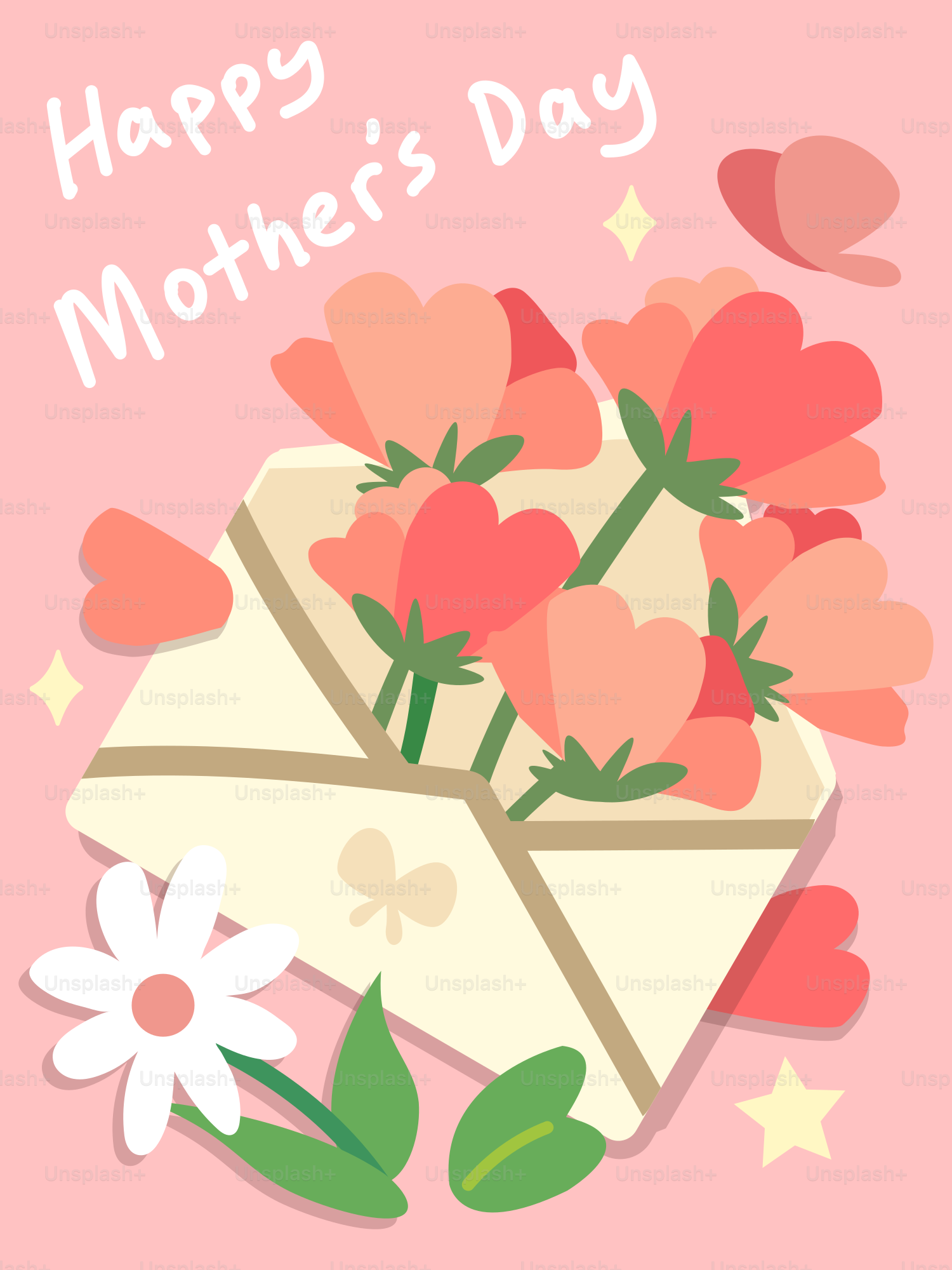 Envelope with flowers and butterfly for mother's day