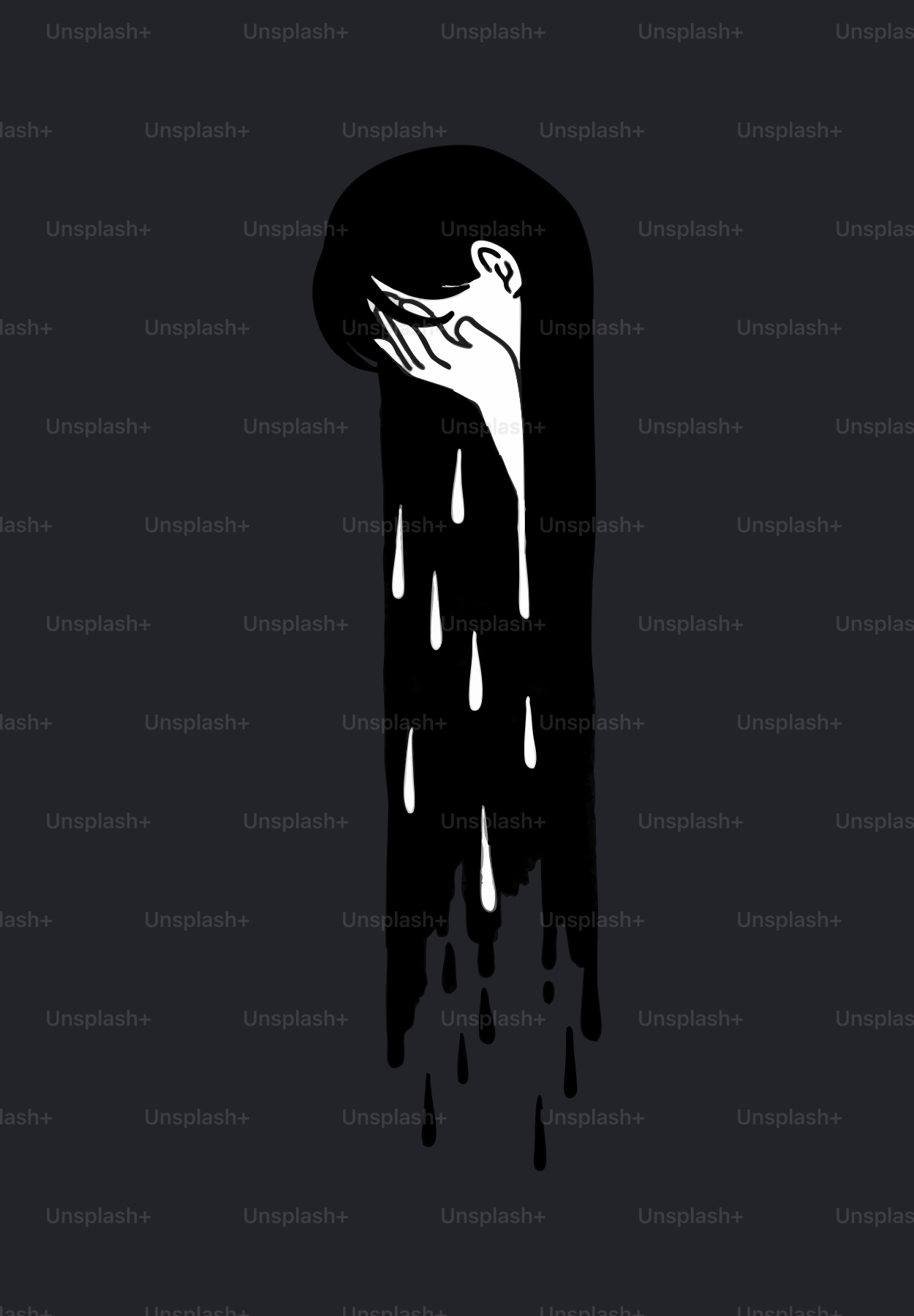 Eine Person mit langen schwarzen Haaren, die weint