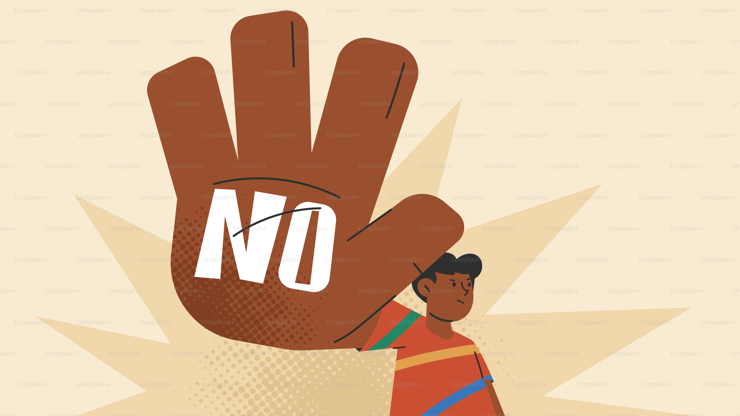 Una mano con la palabra no.