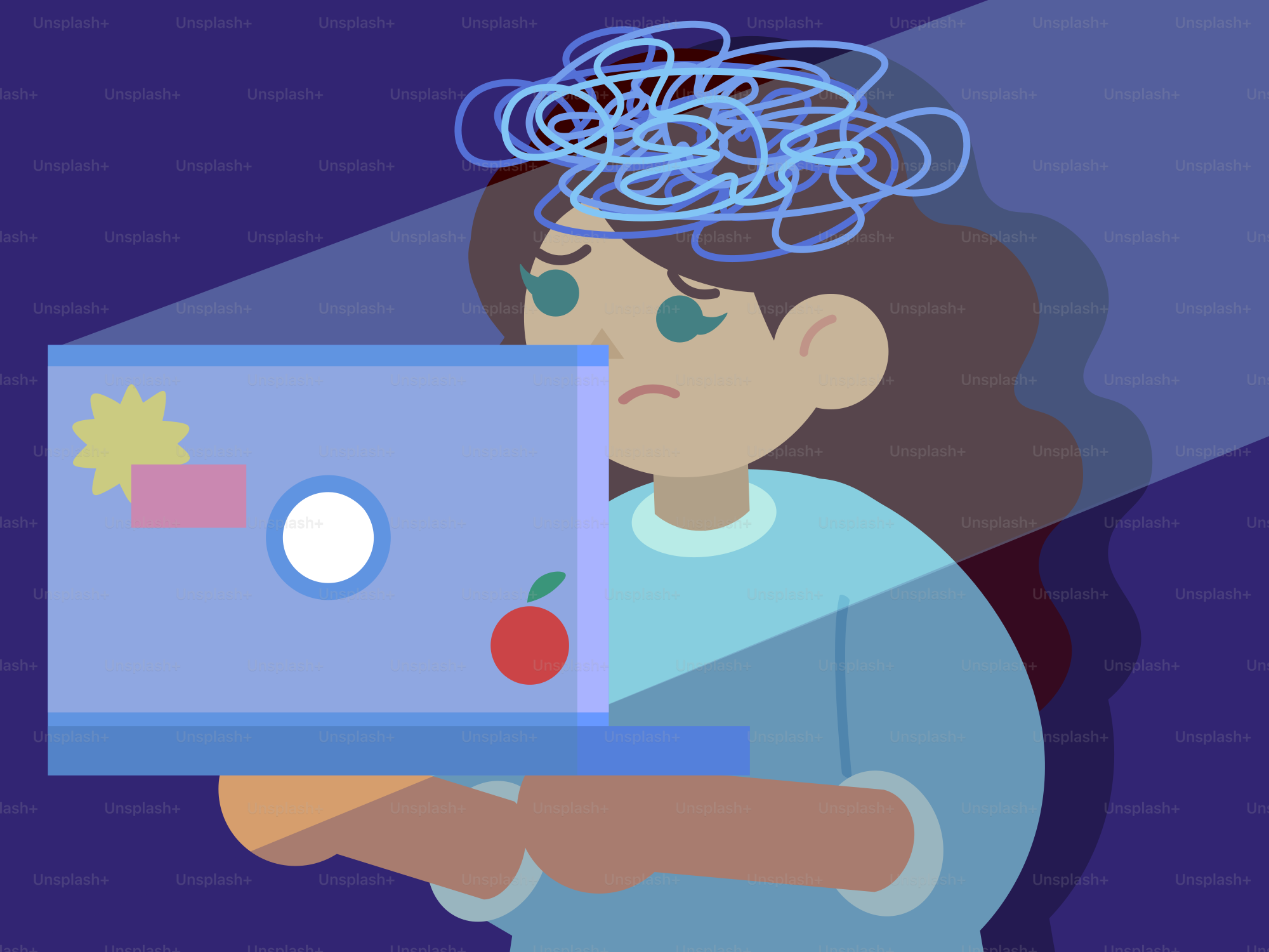 Person looking stressed at a laptop screen. vector – Technology Image ...