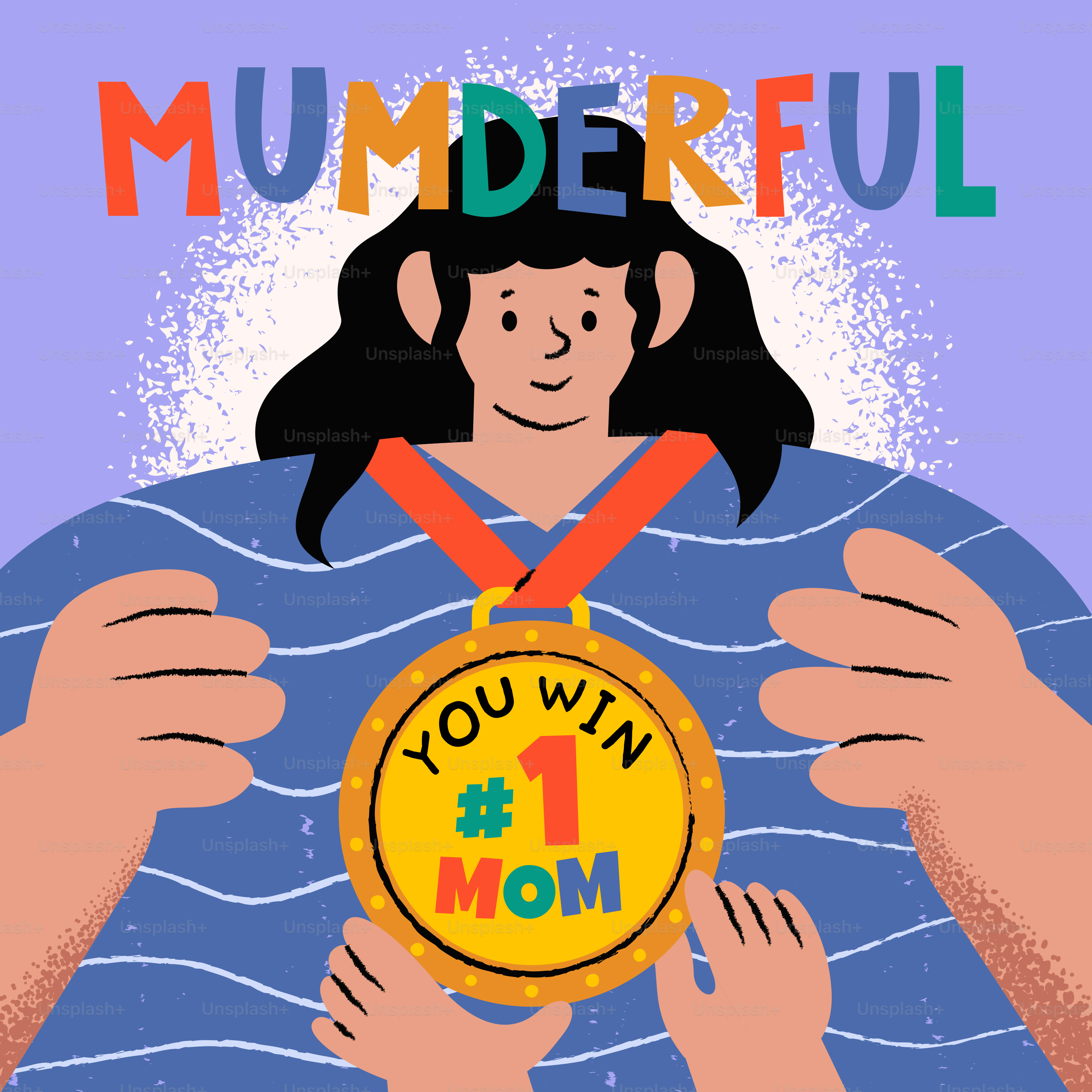 La madre recibe una medalla #1 de madre con el mensaje "munderful".