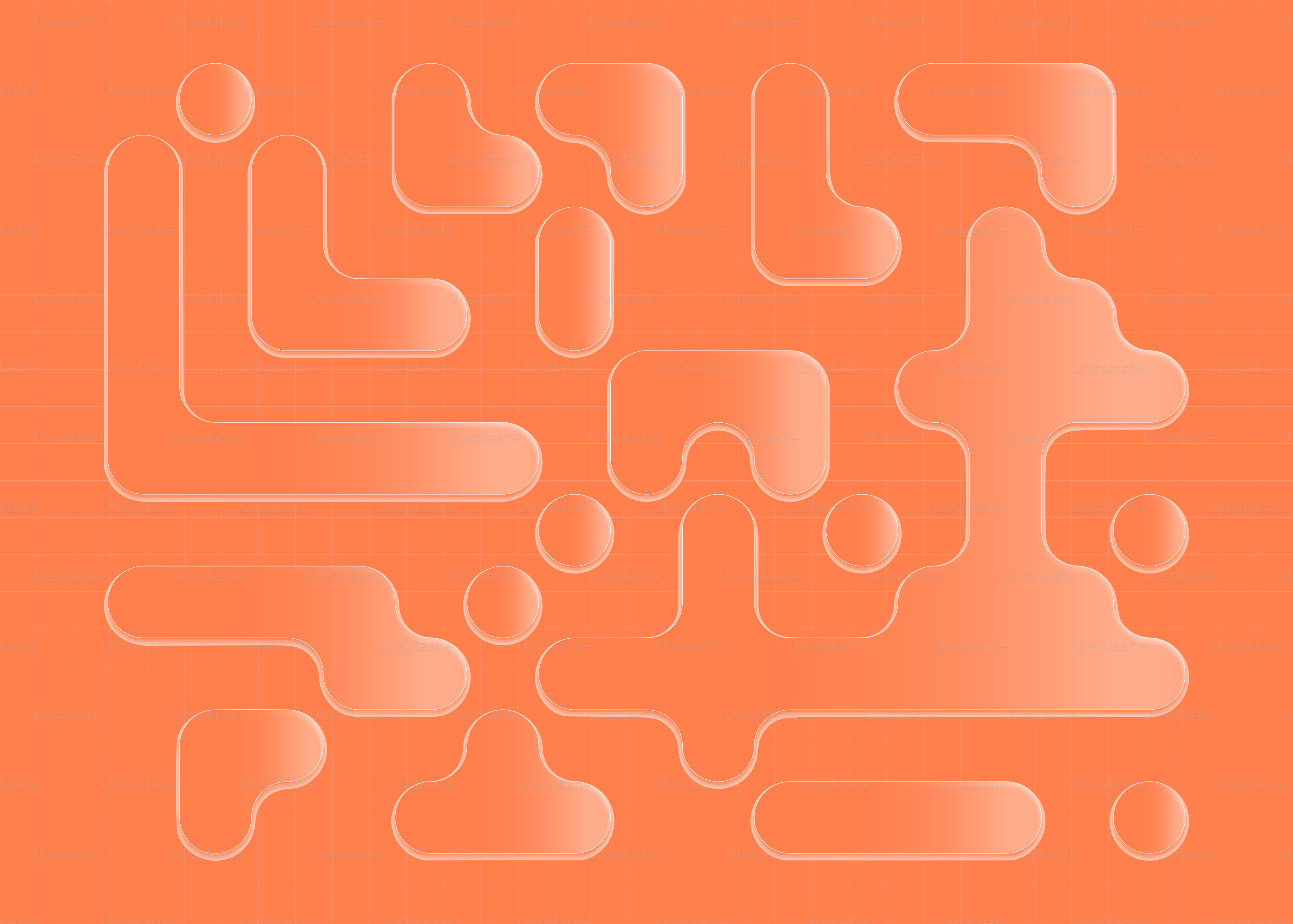 Abstract orange shapes with rounded corners and circles. vector ...