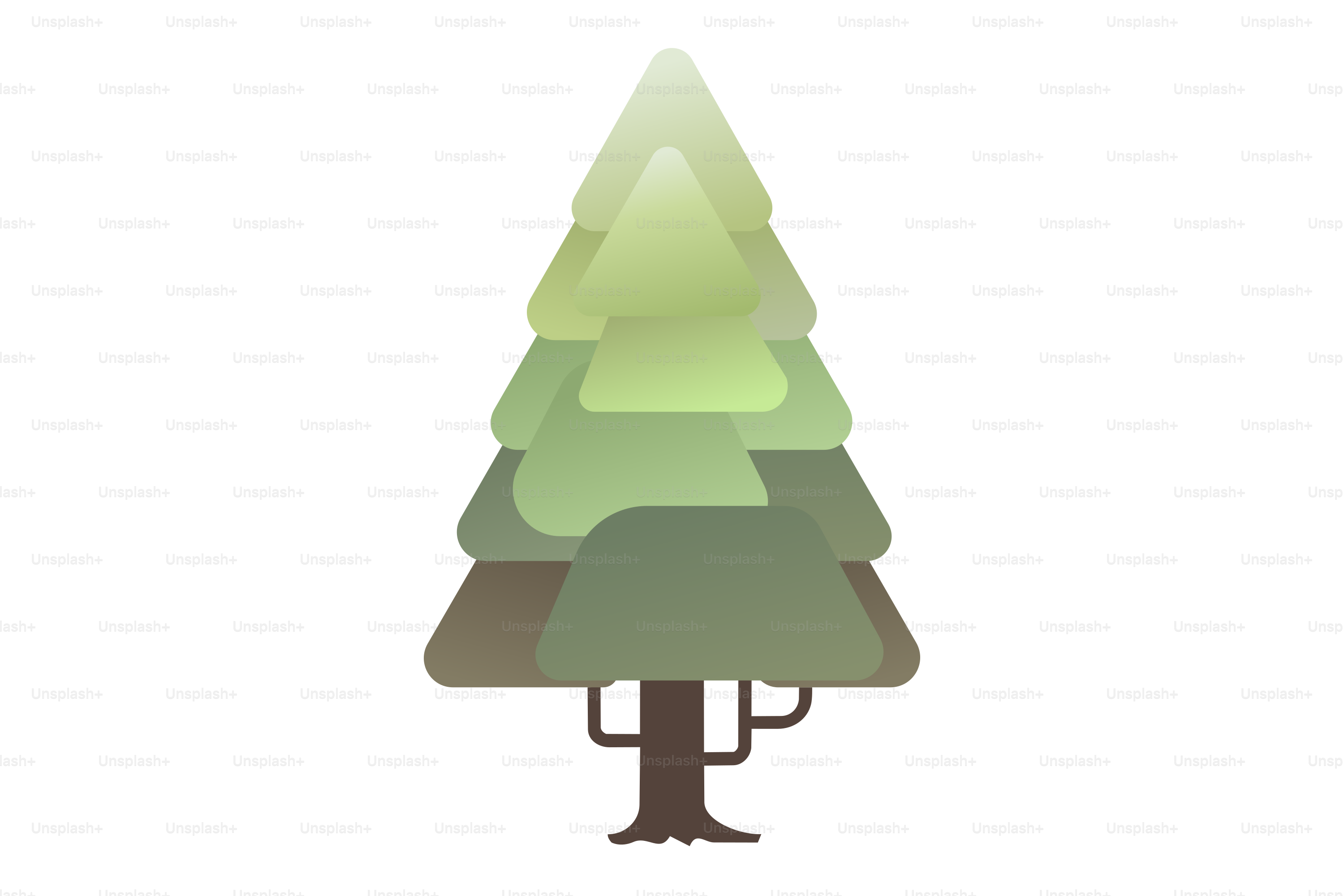 Stylized evergreen tree with layered green foliage
