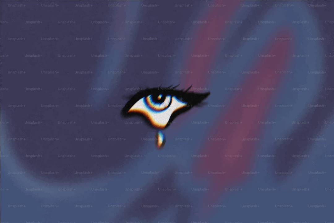 A stylized eye crying a single tear
