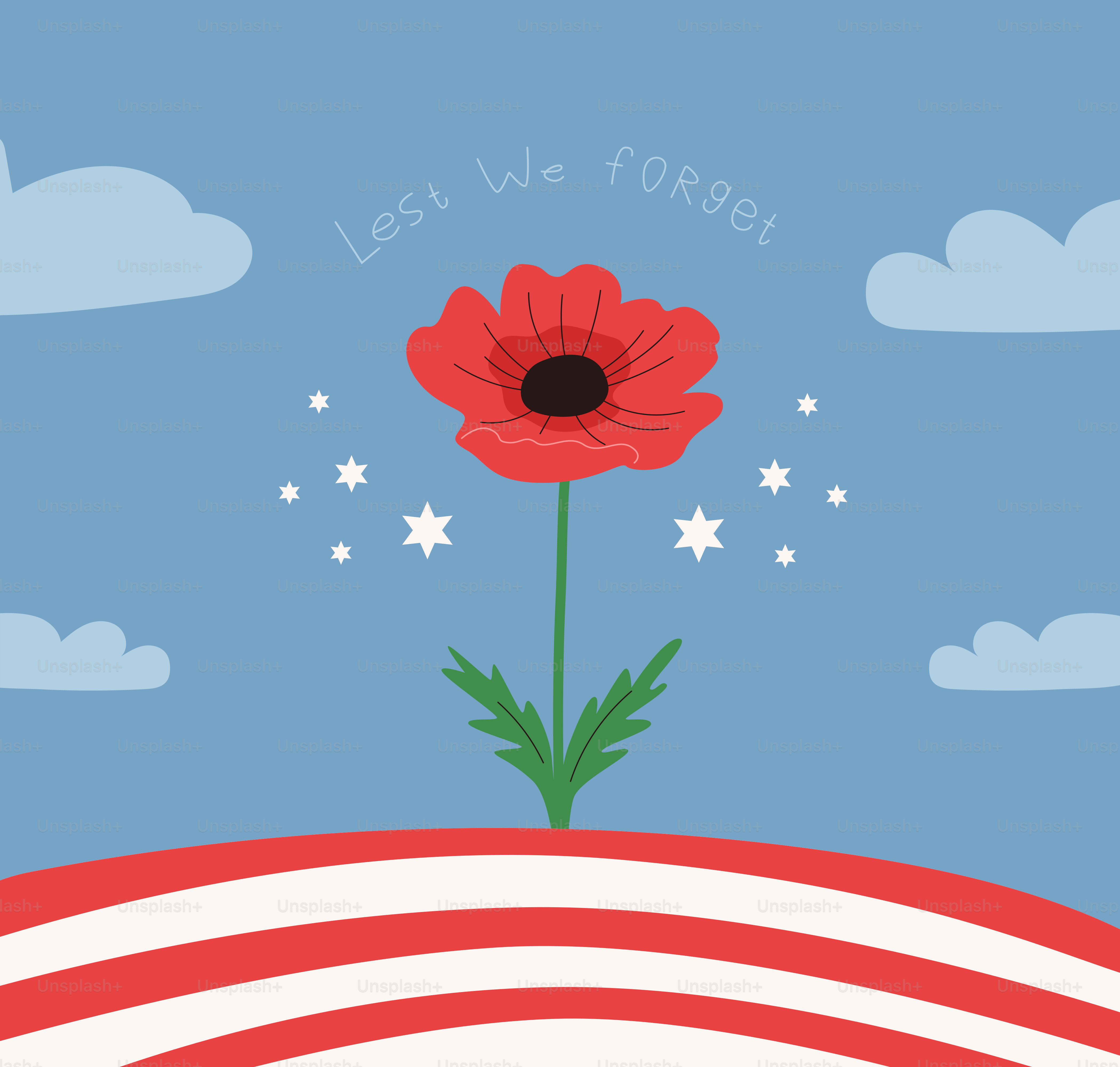 Red poppy with text lest we forget