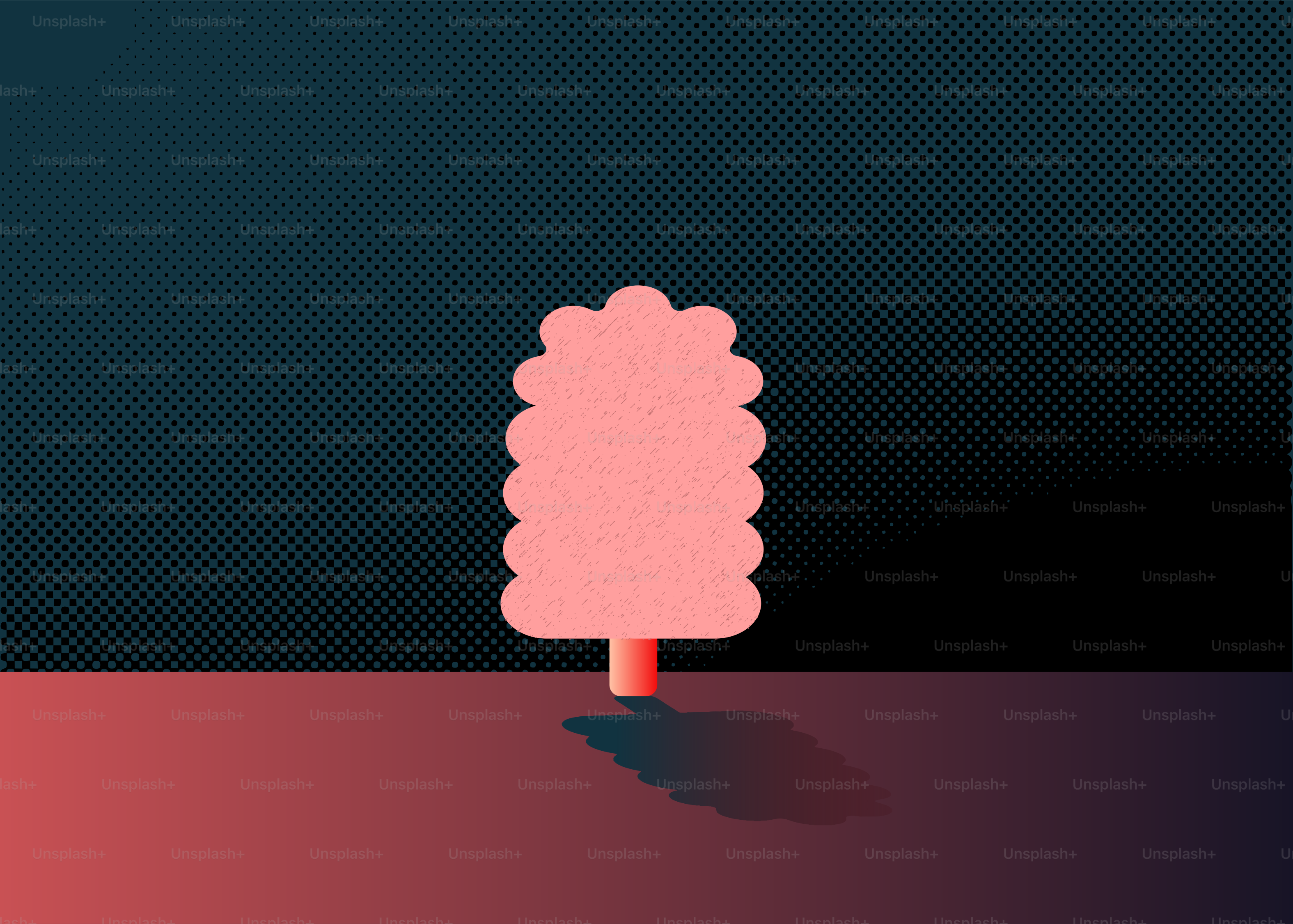 Eine einzelne rosa Zuckerwatte auf einem Stiel.