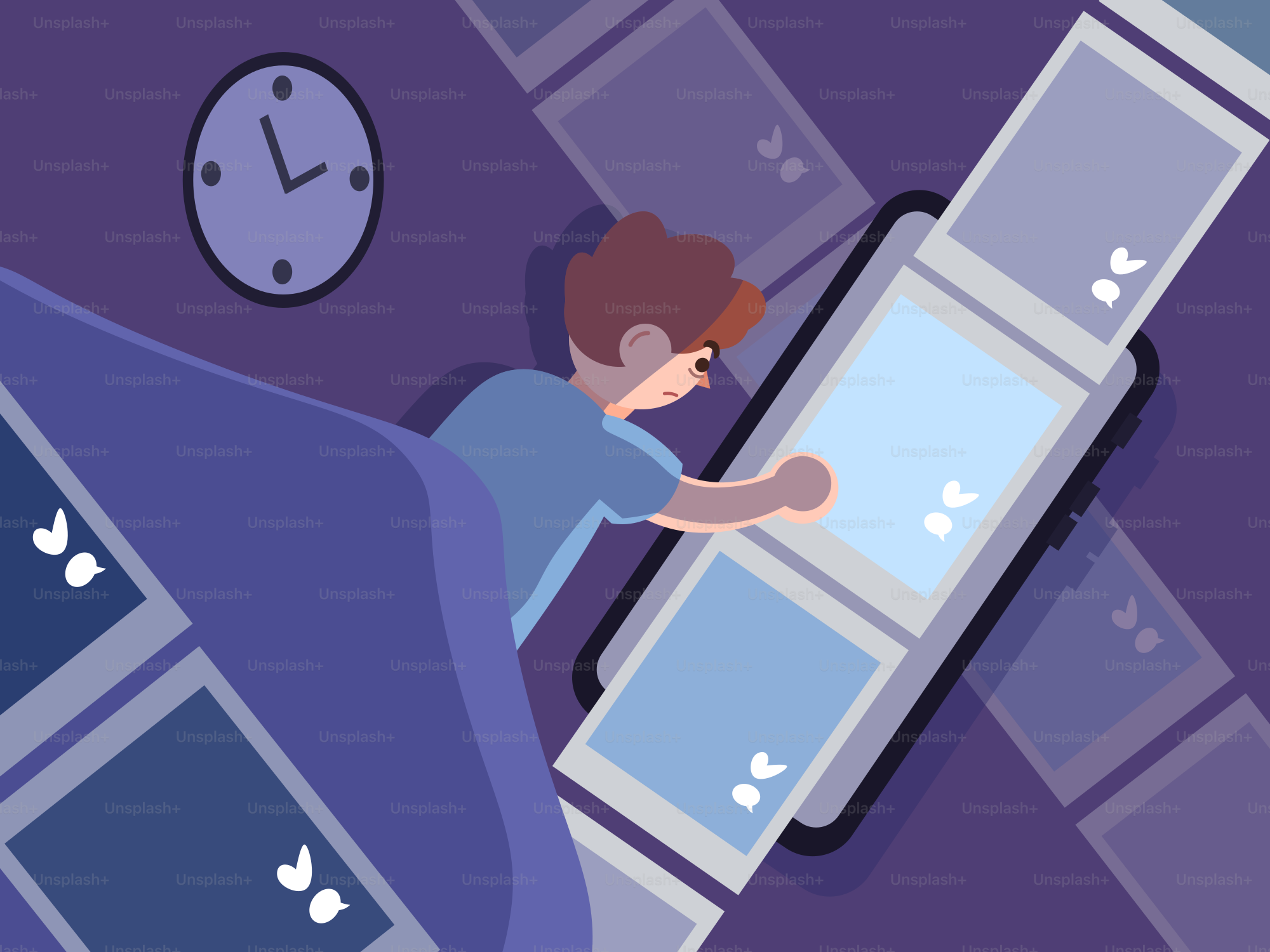 Person in bed scrolling on phone late at night