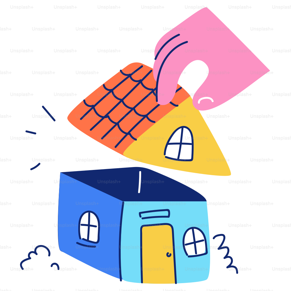Poser à la main le toit d’une maison de dessins animés