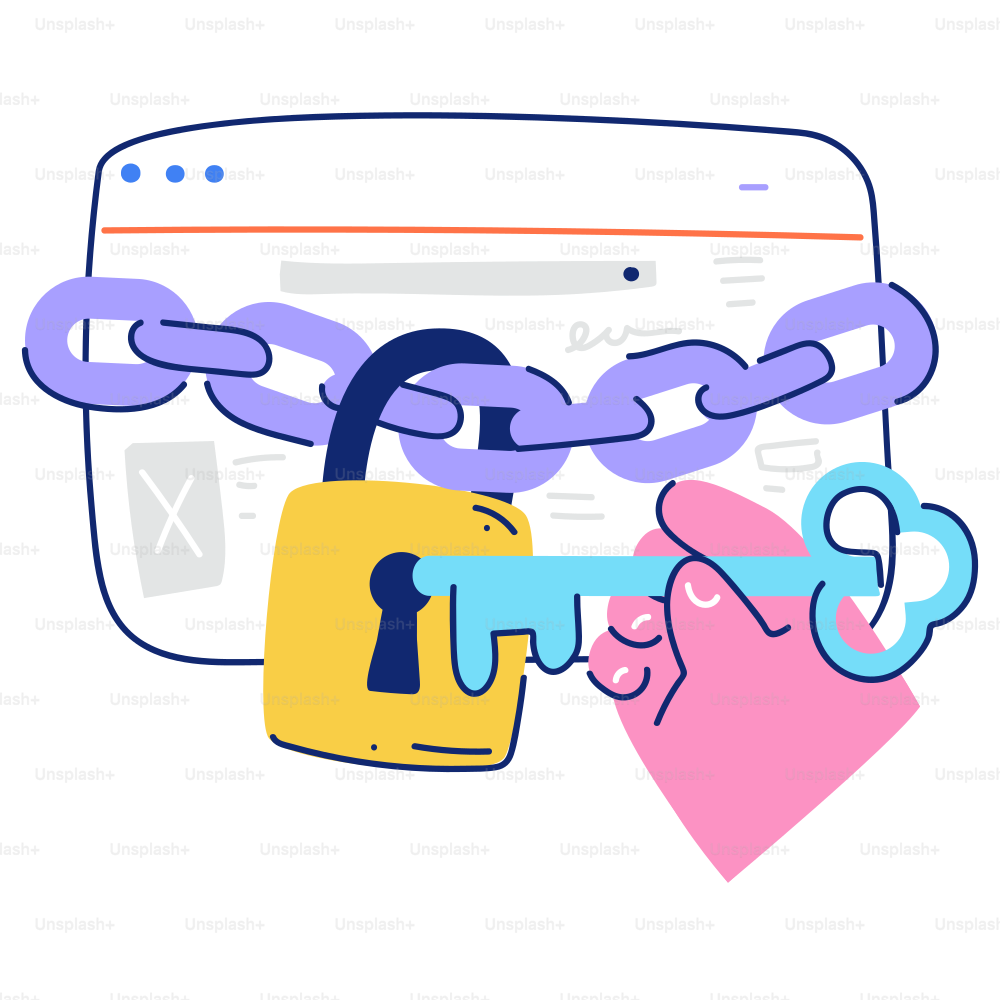 Hand unlocking a padlock securing a web browser