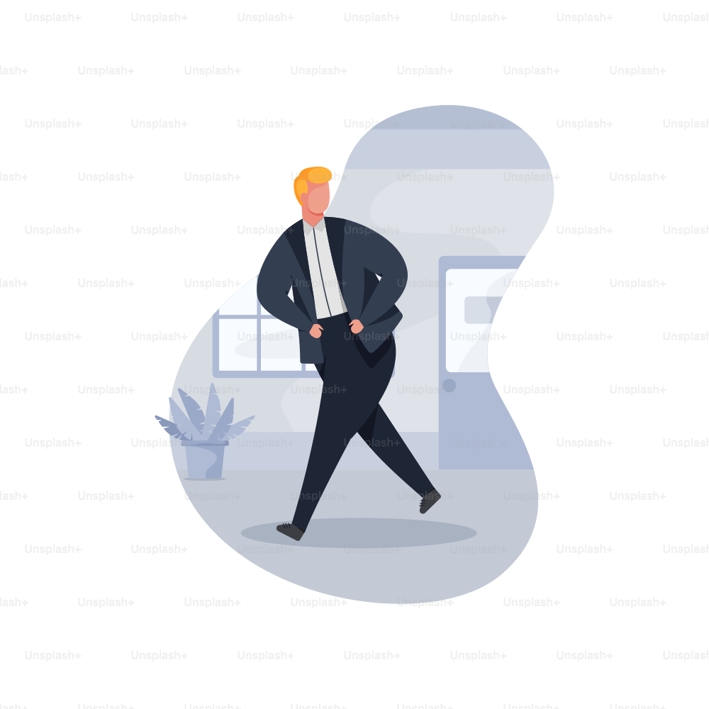 A man in a suit walks confidently indoors.