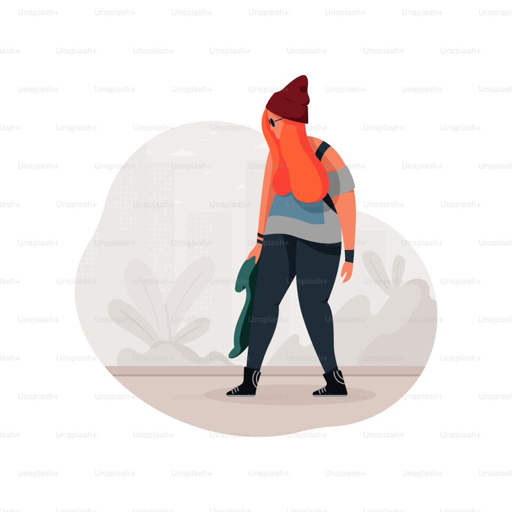 Woman with red hair wearing beanie and casual clothes