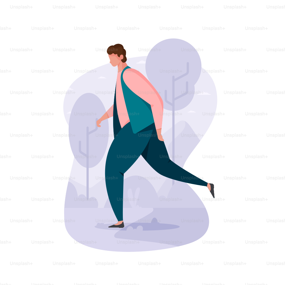 Homme en gilet et pantalon marchant dans le parc