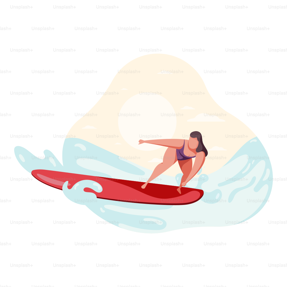 A woman surfing on a red surfboard in the ocean.