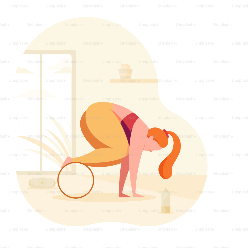 Mulher praticando yoga com uma roda