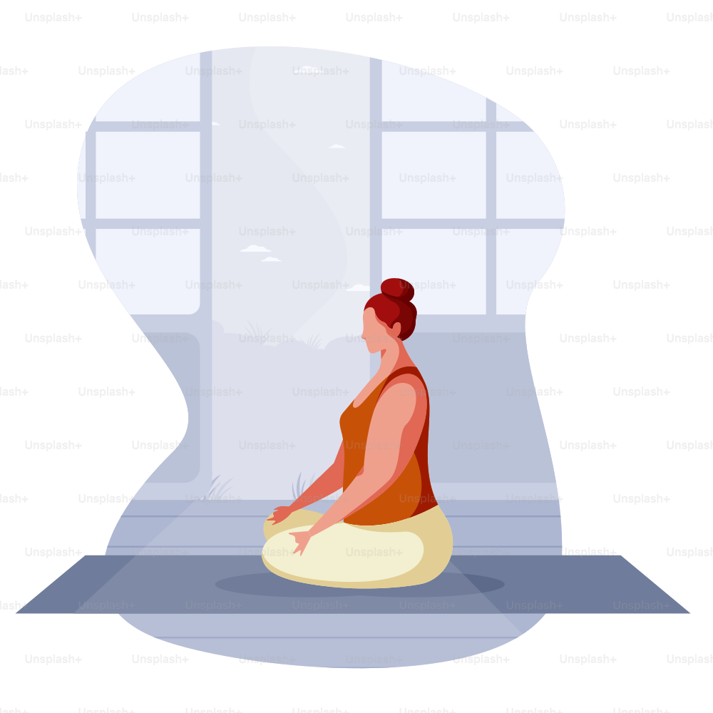 Mulher meditando em uma postura de yoga sentada.