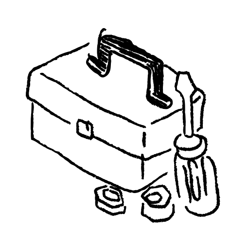 Boîte à outils avec tournevis et écrous
